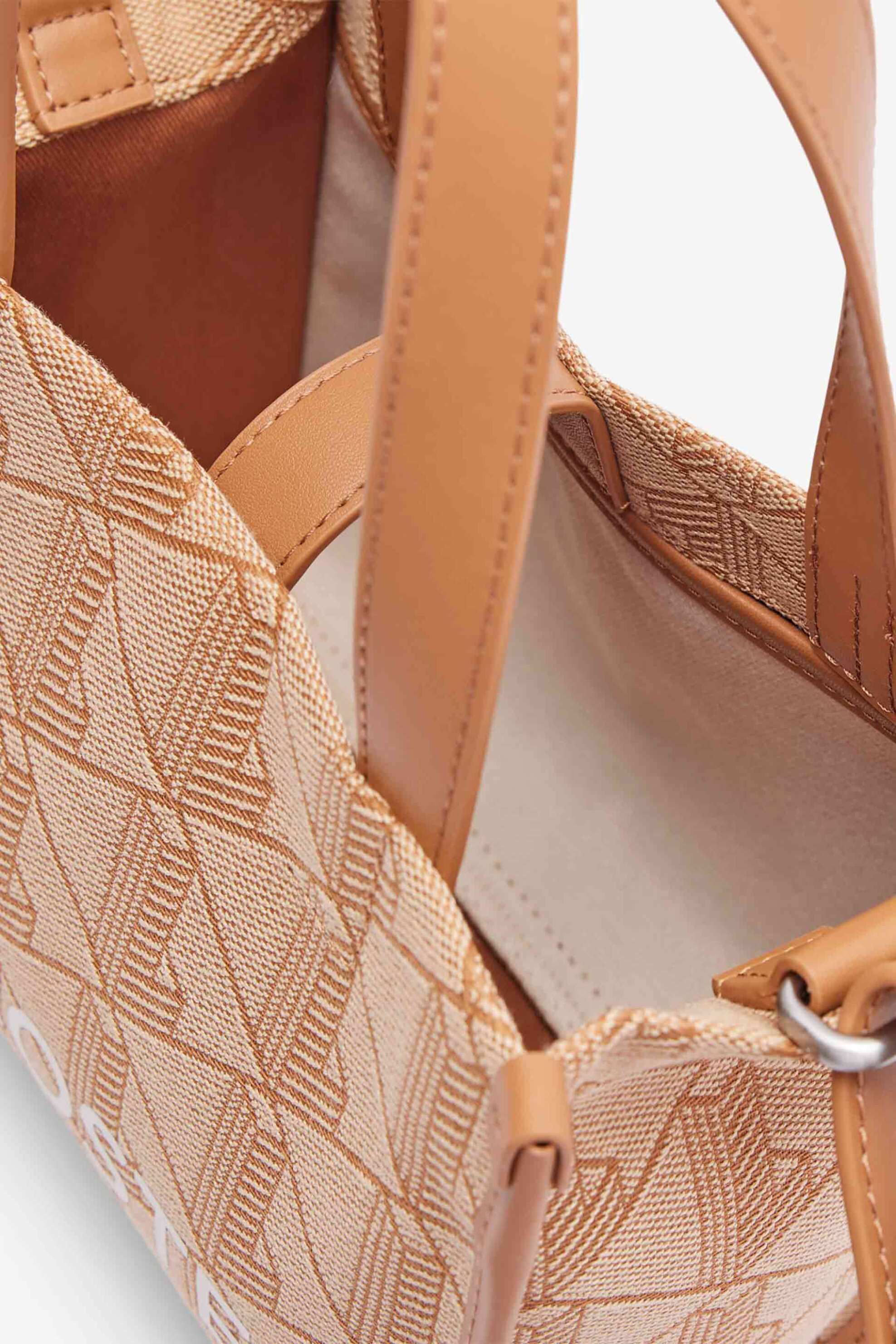 Lacoste γυναικεία τσάντα χειρός με all-over monogram "Heritage Mini Tote" - NF4735HK Καμηλό φωτογραφία