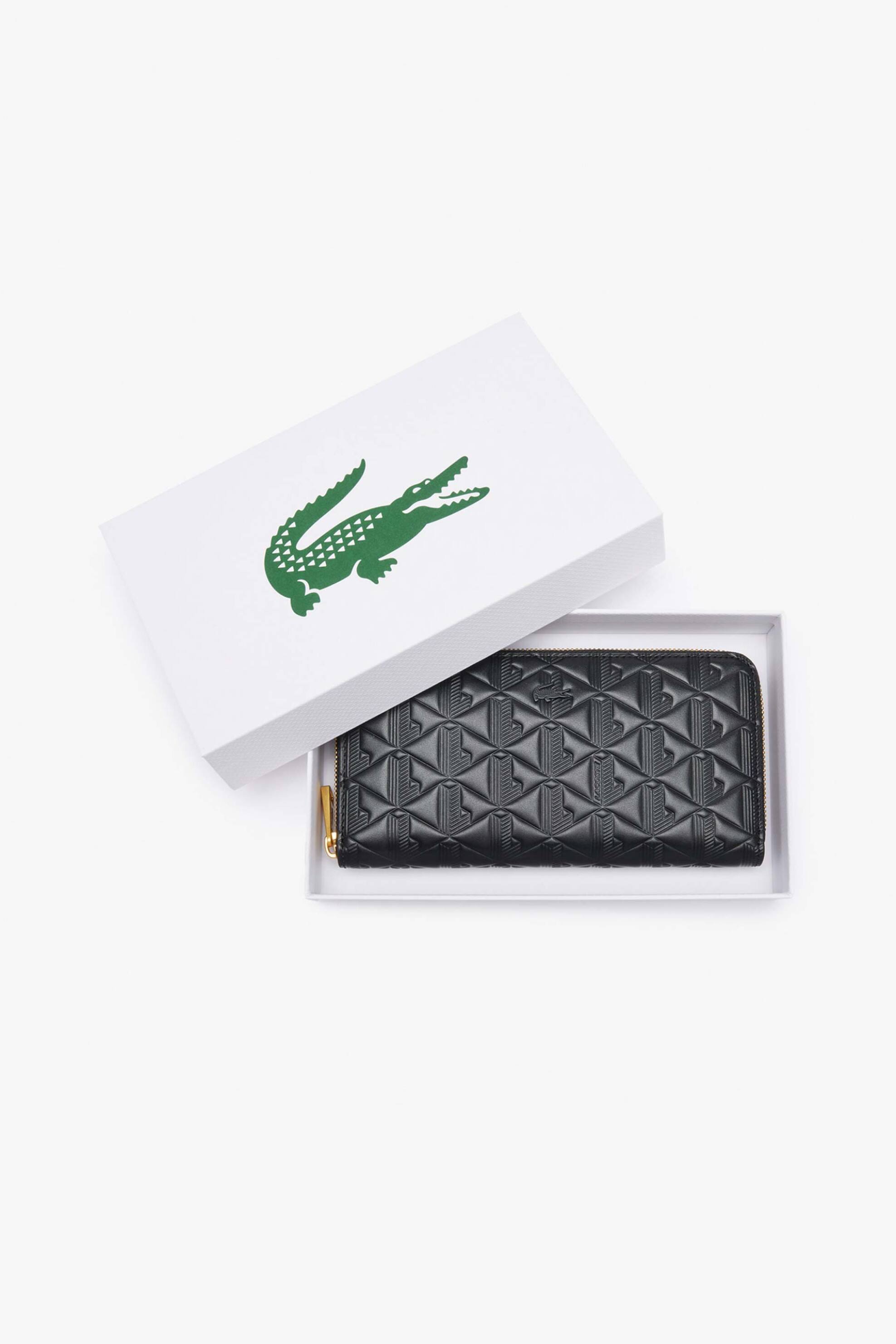 LACOSTE Lacoste γυναικείο δερμάτινο πορτοφόλι με all-over monogram "Maheki" - NF4790MH Μαύρο - 4