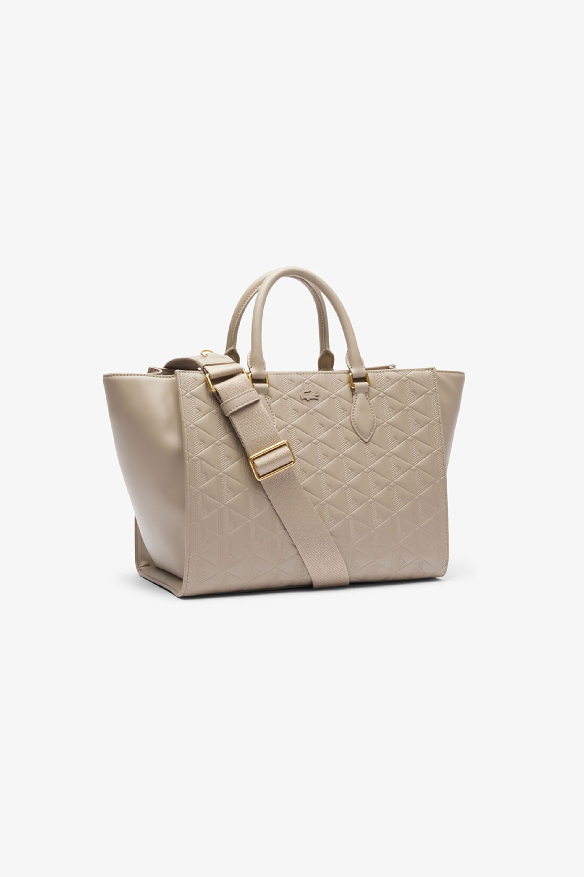 Lacoste γυναικεία δερμάτινη τσάντα tote με all-over monogram "Large Maheki" - NF4878MH Μπεζ φωτογραφία