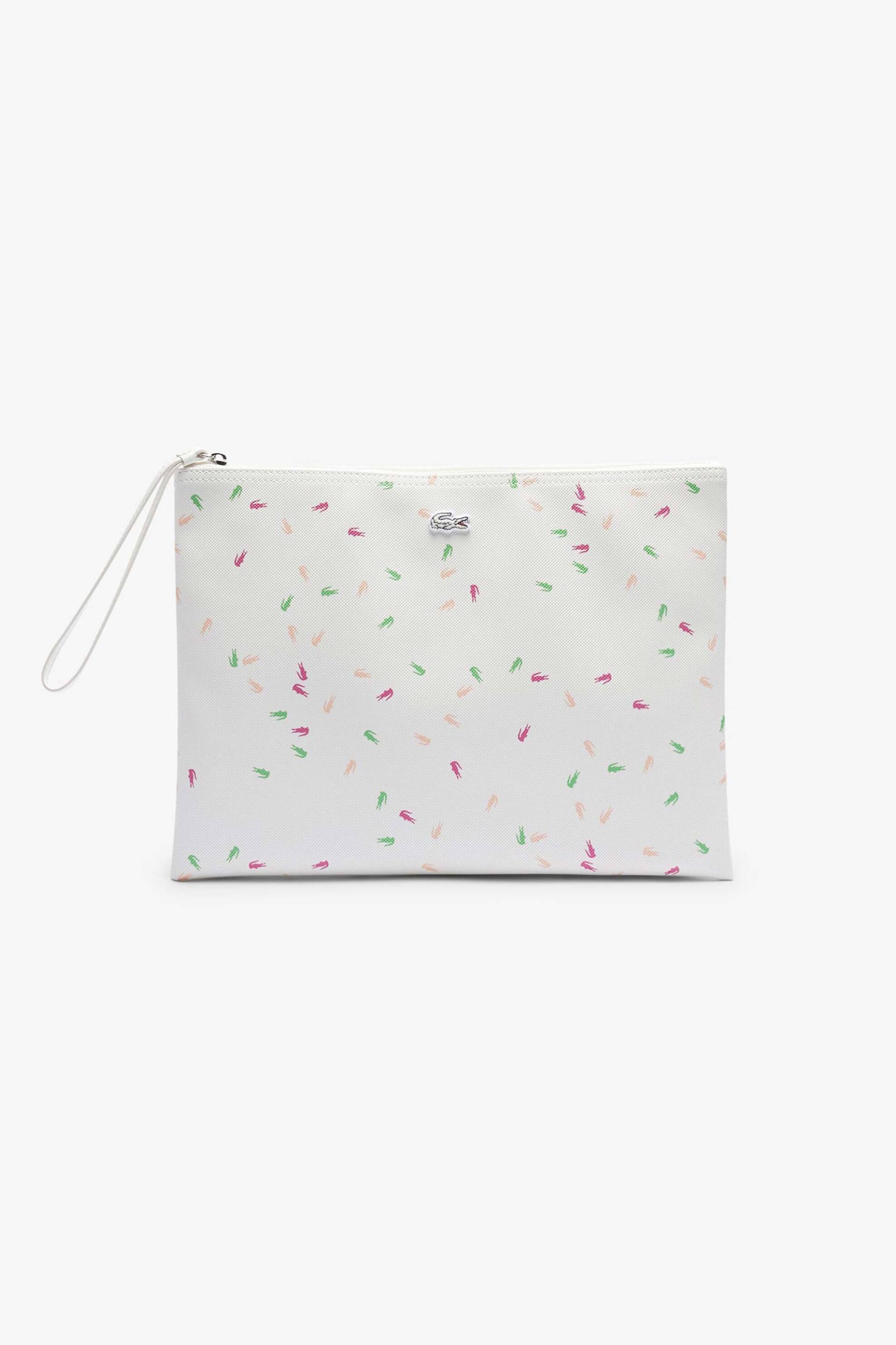 LACOSTE Lacoste γυναικείο τσαντάκι clutch πικέ με all-over logo print "Confetti Croc Flour" - NF4938SJ Λευκό