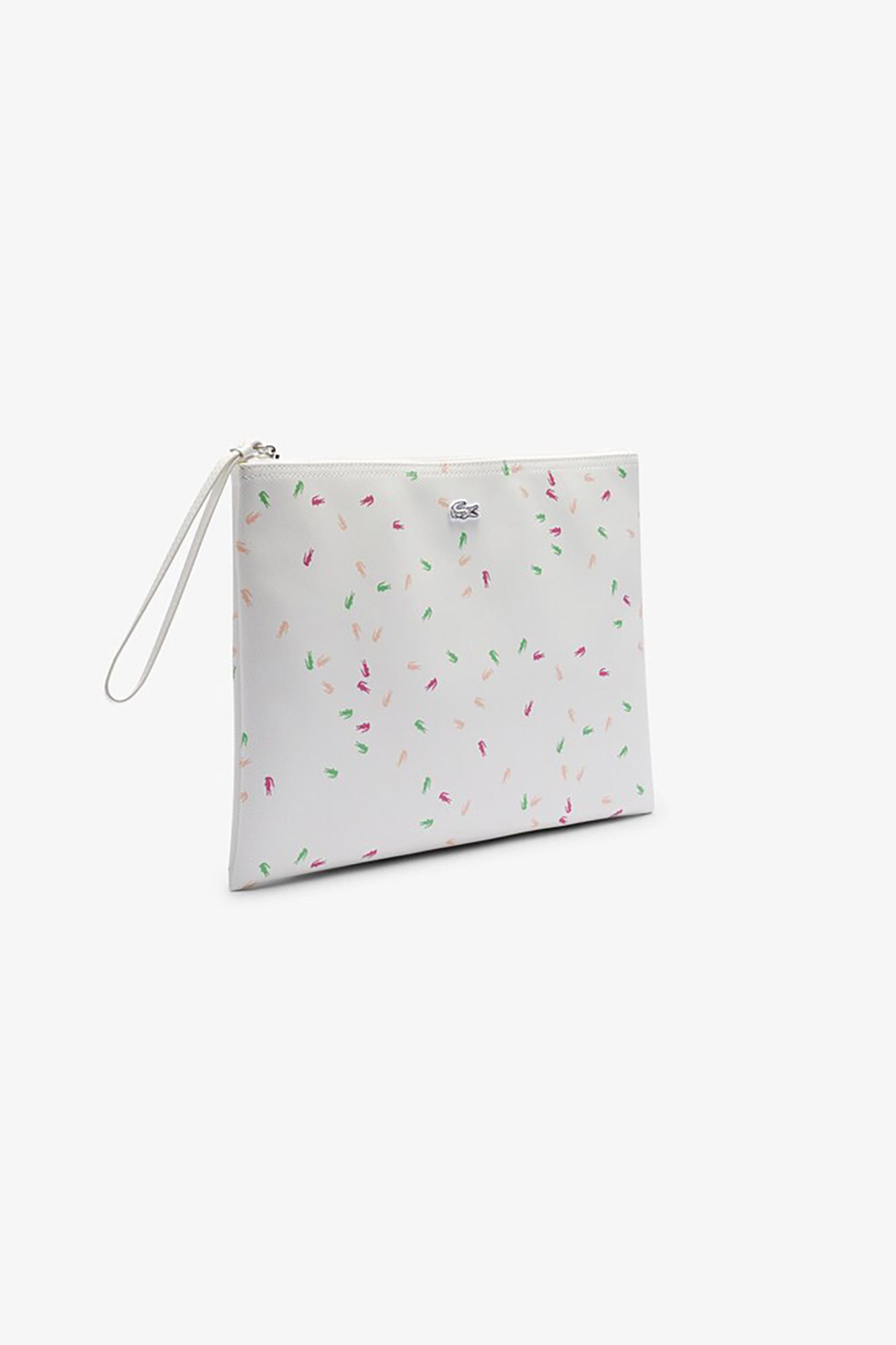 Lacoste γυναικείο τσαντάκι clutch πικέ με all-over logo print "Confetti Croc Flour" - NF4938SJ Λευκό φωτογραφία