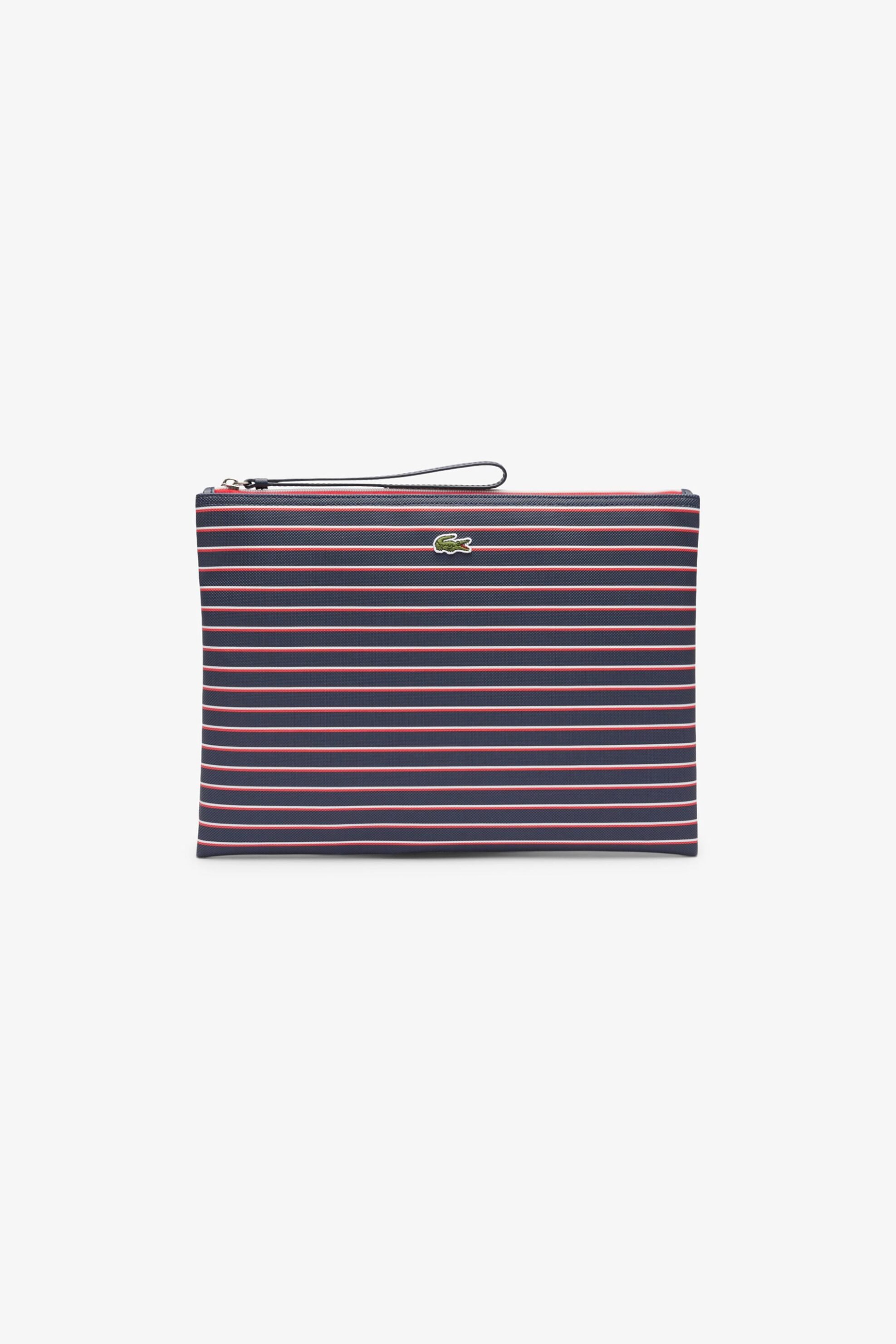 LACOSTE Lacoste γυναικείο τσαντάκι clutch πικέ με ριγέ σχέδιο και κεντημένο λογότυπο - NF4991SJ Μπλε Σκούρο