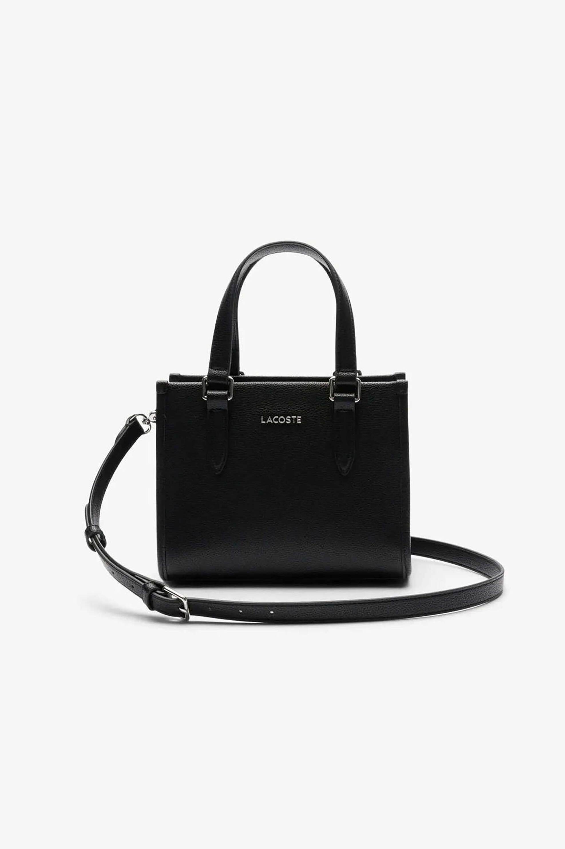 Lacoste γυναικεία τσάντα χειρός μονόχρωμη με μεταλλικό λογότυπο