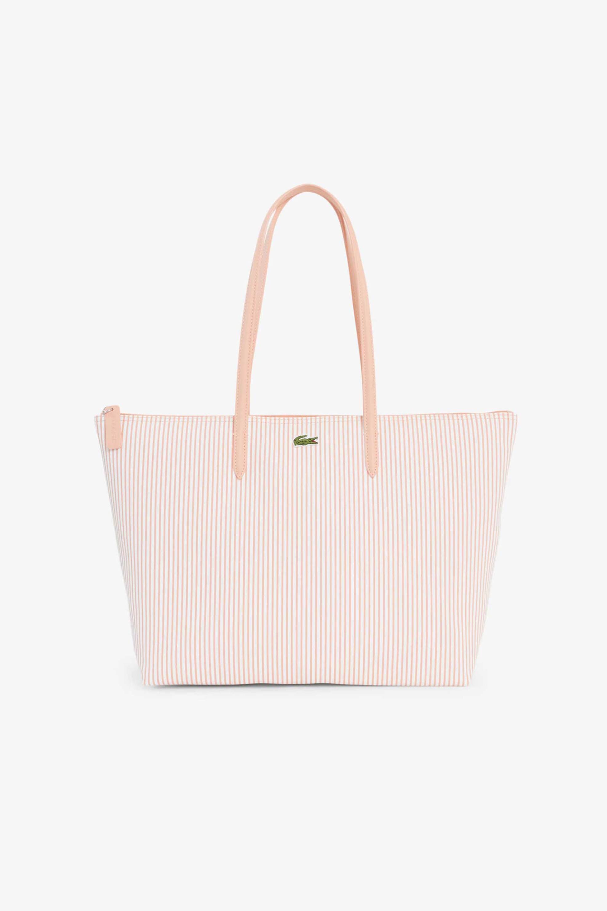 Lacoste γυναικεία τσάντα tote με ριγέ σχέδιο και λογότυπο "Large Concept" - NF5256SJ Σομόν