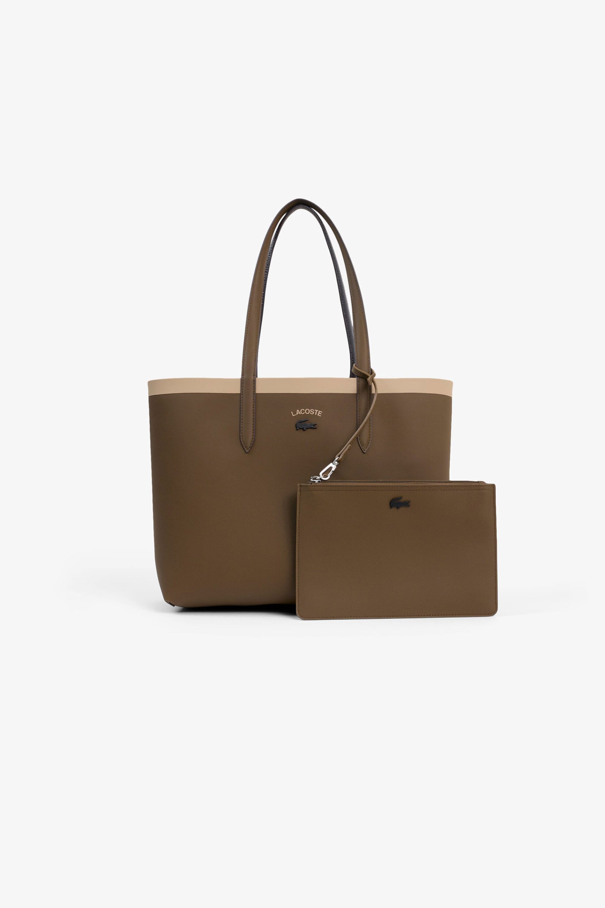 LACOSTE Lacoste γυναικεία τσάντα tote πικέ διπλής όψης με αποσπώμενο pouch "Anna" - NF5499AS Καφέ