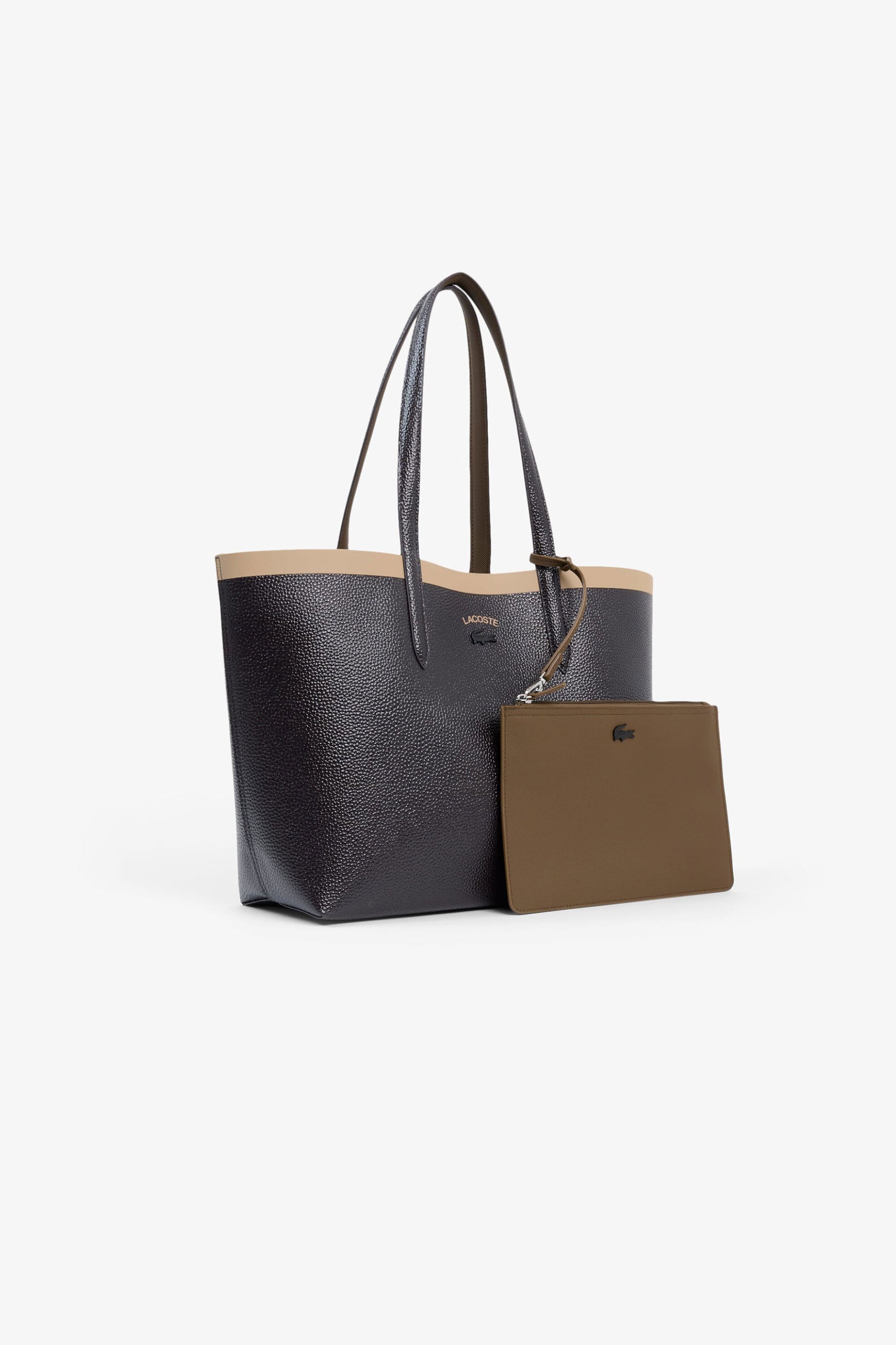 Lacoste γυναικεία τσάντα tote πικέ διπλής όψης με αποσπώμενο pouch 