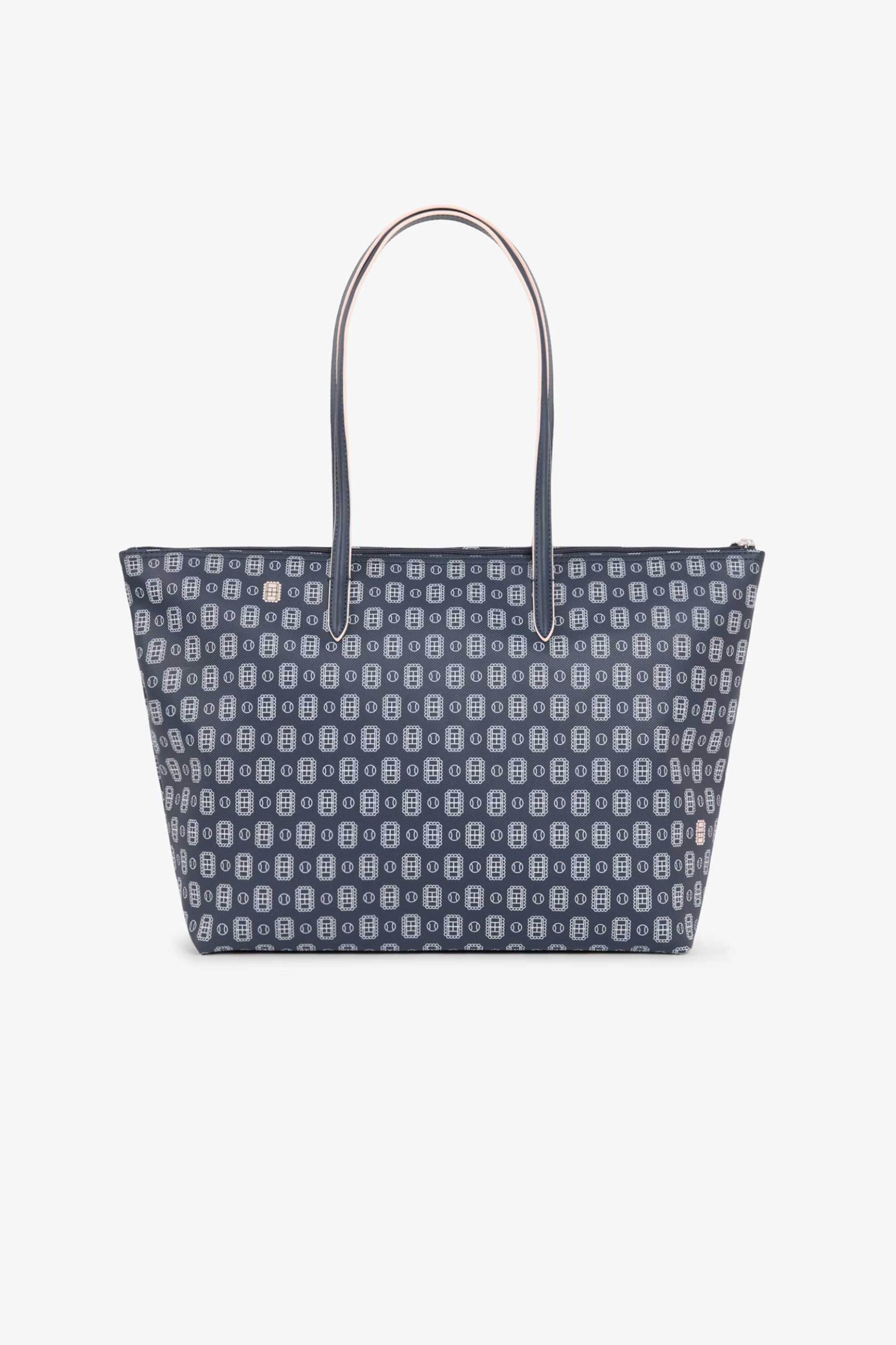 Lacoste Γυναικεία Τσάντα Tote Πικέ με All-Over Print L 12 Concept Large - Nf5503Sj Μπλε Σκούρο