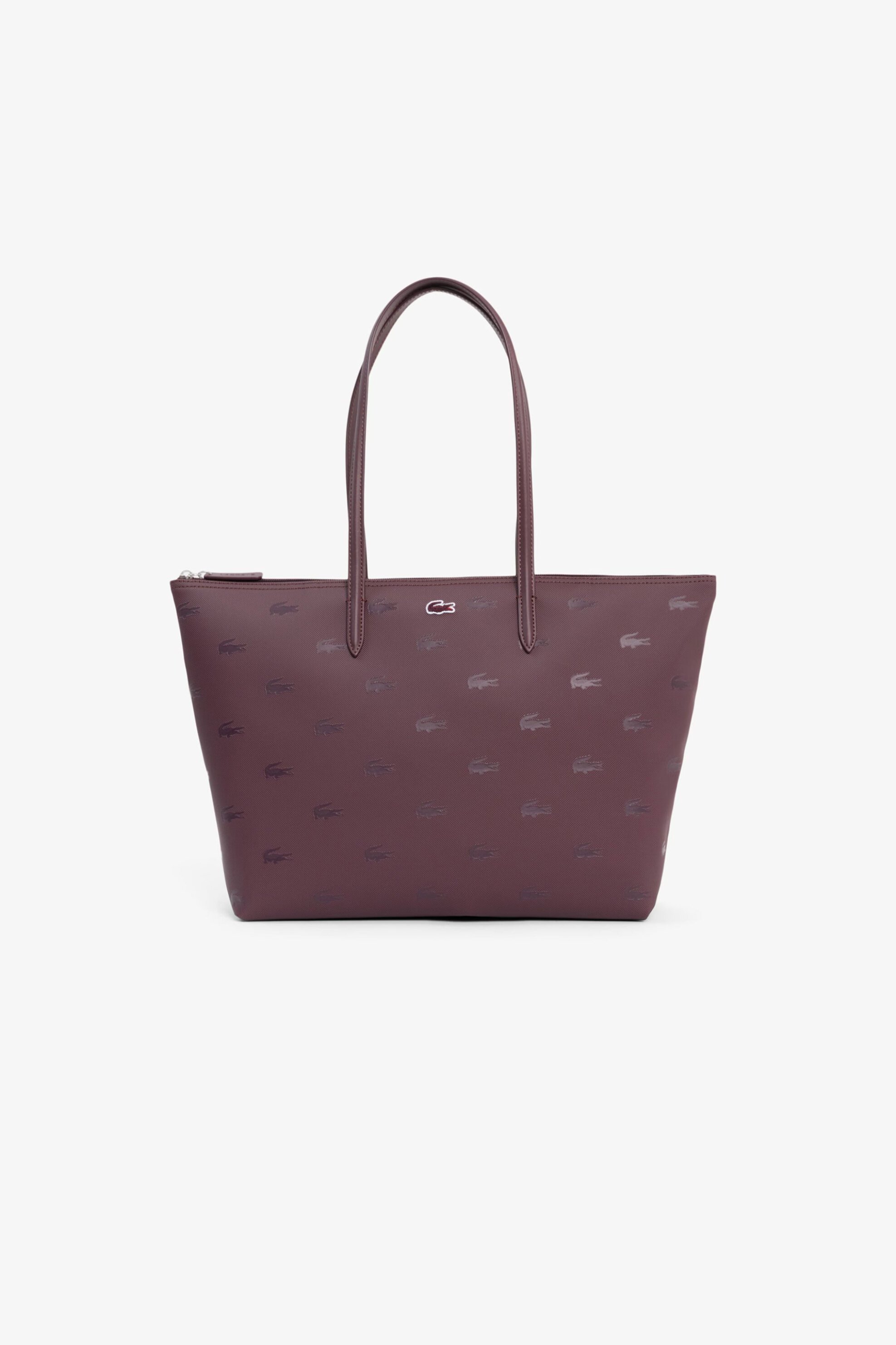 Lacoste γυναικεία τσάντα tote πικέ με all-over crocodile print (Large) - NF5505HN Μοβ Σκούρο
