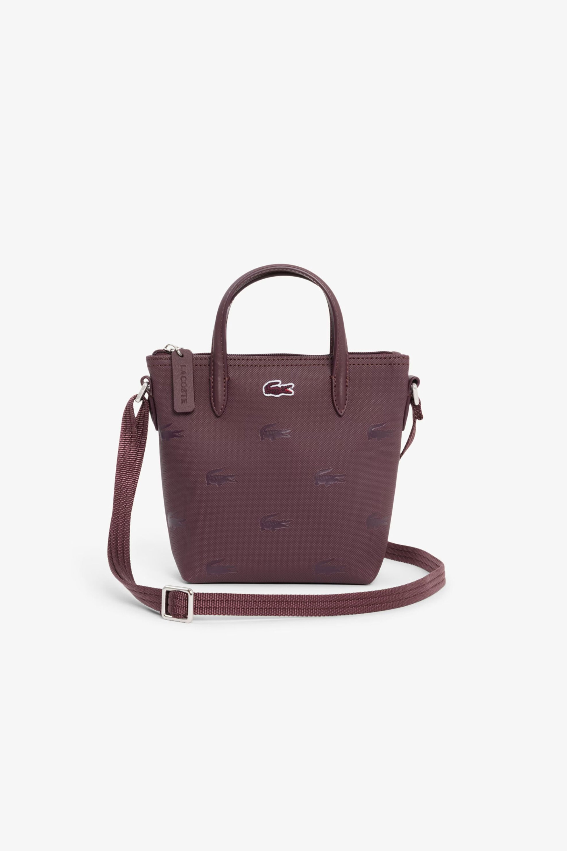 Lacoste γυναικεία τσάντα tote πικέ με all-over crocodile print (Mini) - NF5506HN Μοβ Σκούρο