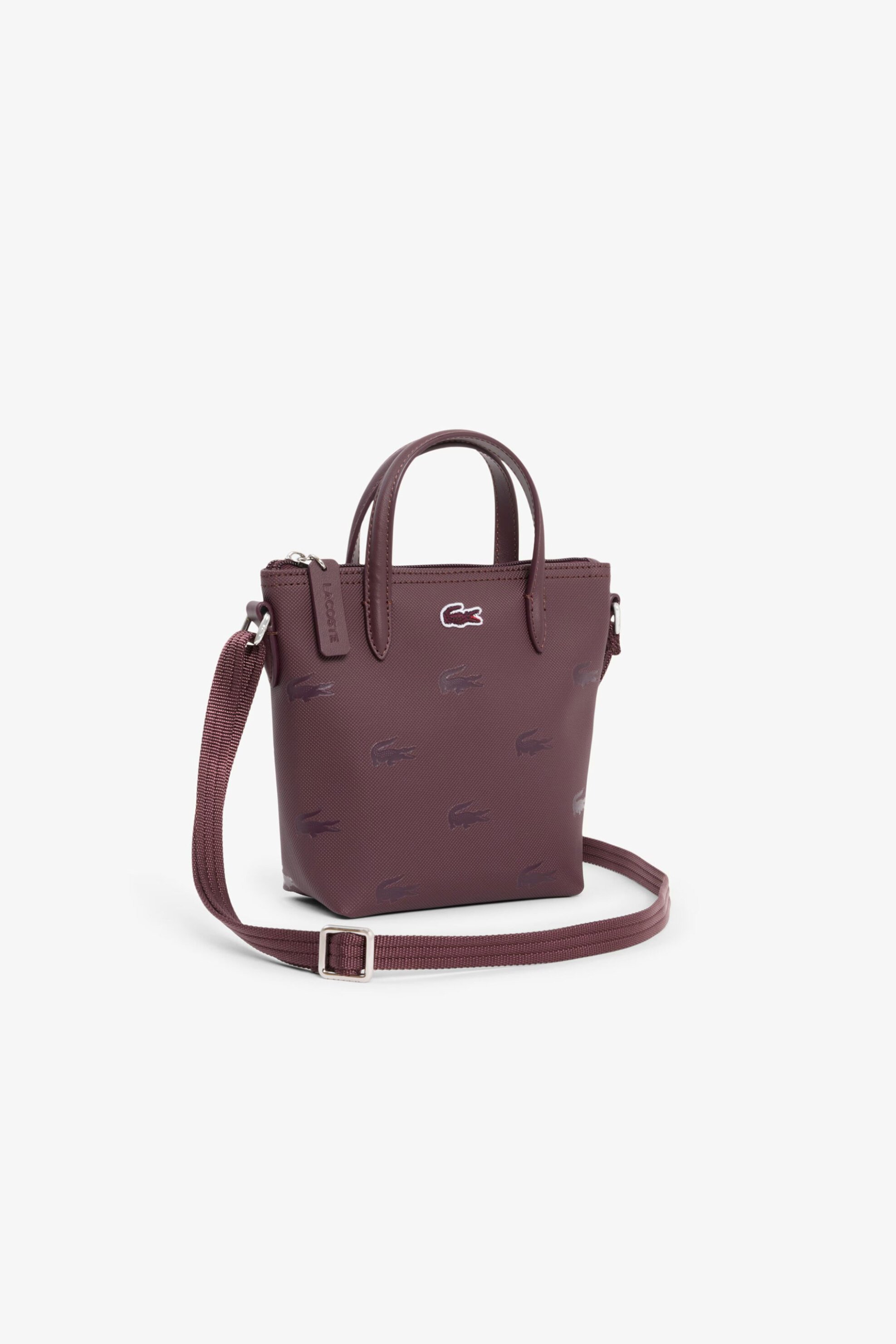 Lacoste γυναικεία τσάντα tote πικέ με all-over crocodile print (Mini) - NF5506HN Μοβ Σκούρο