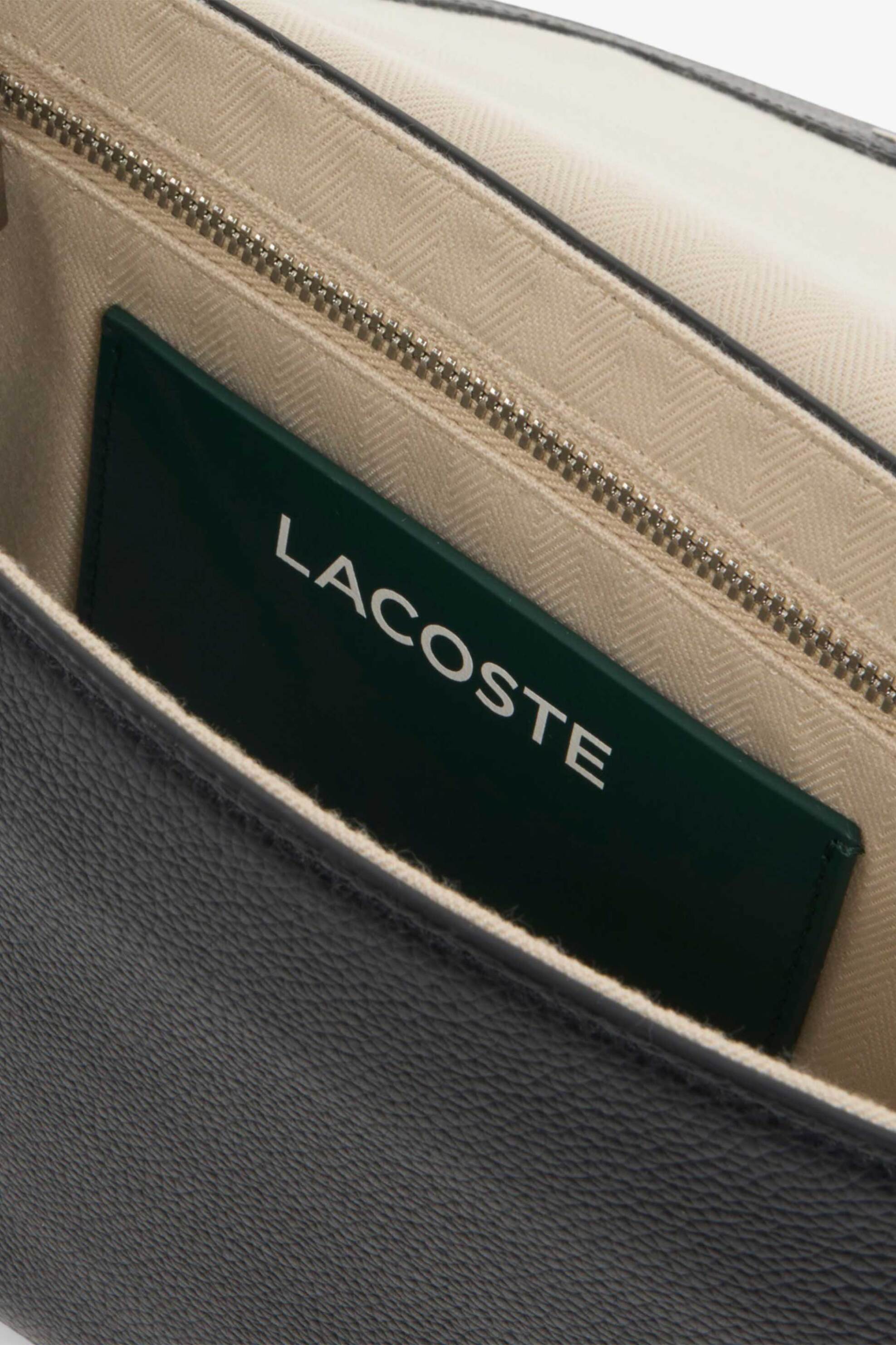 Lacoste Unisex Δερμάτινη Τσάντα Ώμου Crossbody με Λογότυπο Smash Court Flap - Nu5464Fp Μαύρο
