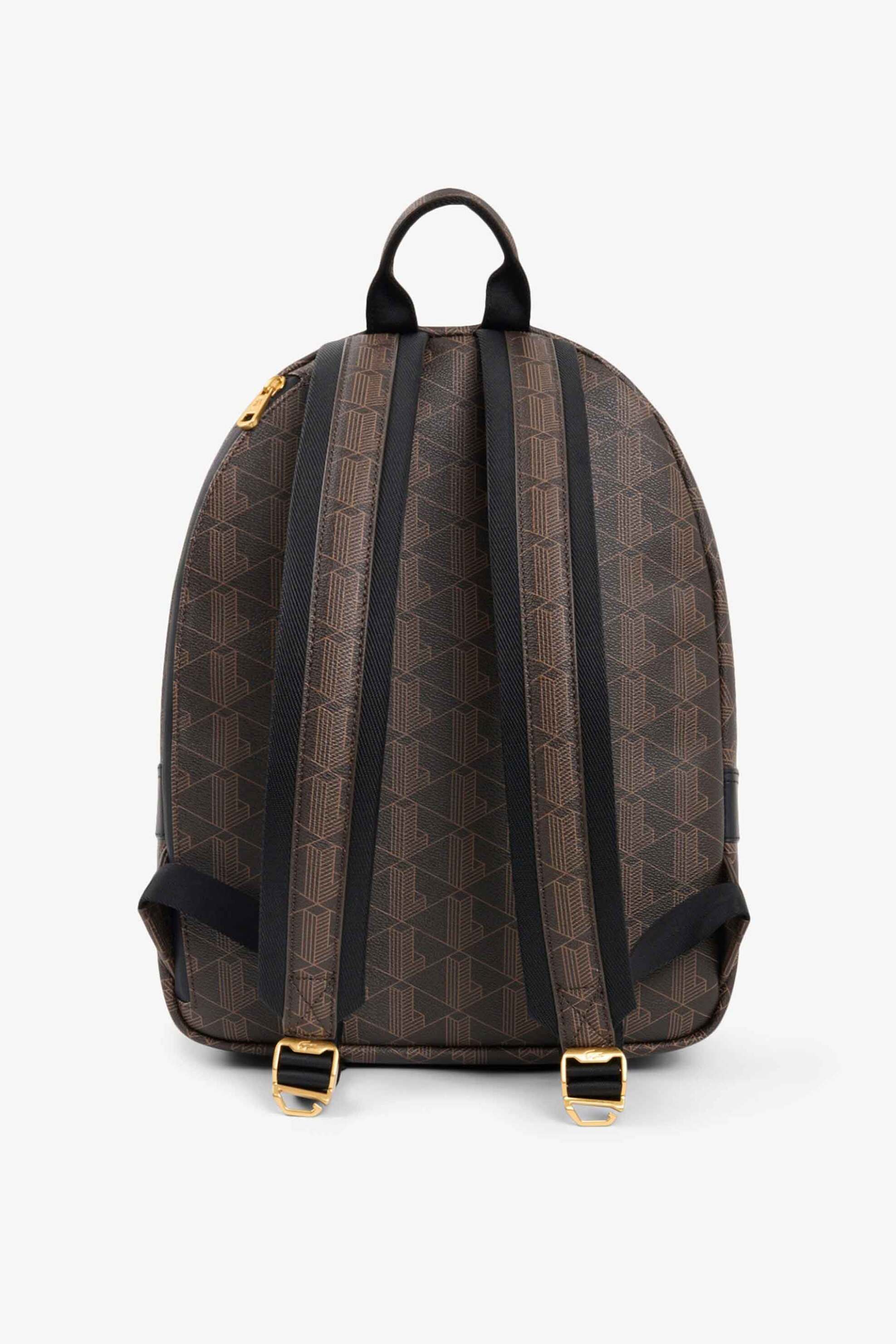 Lacoste Unisex Backpack με All-Over Monogram The Blend - Nu5541Bg Καφέ Σκούρο