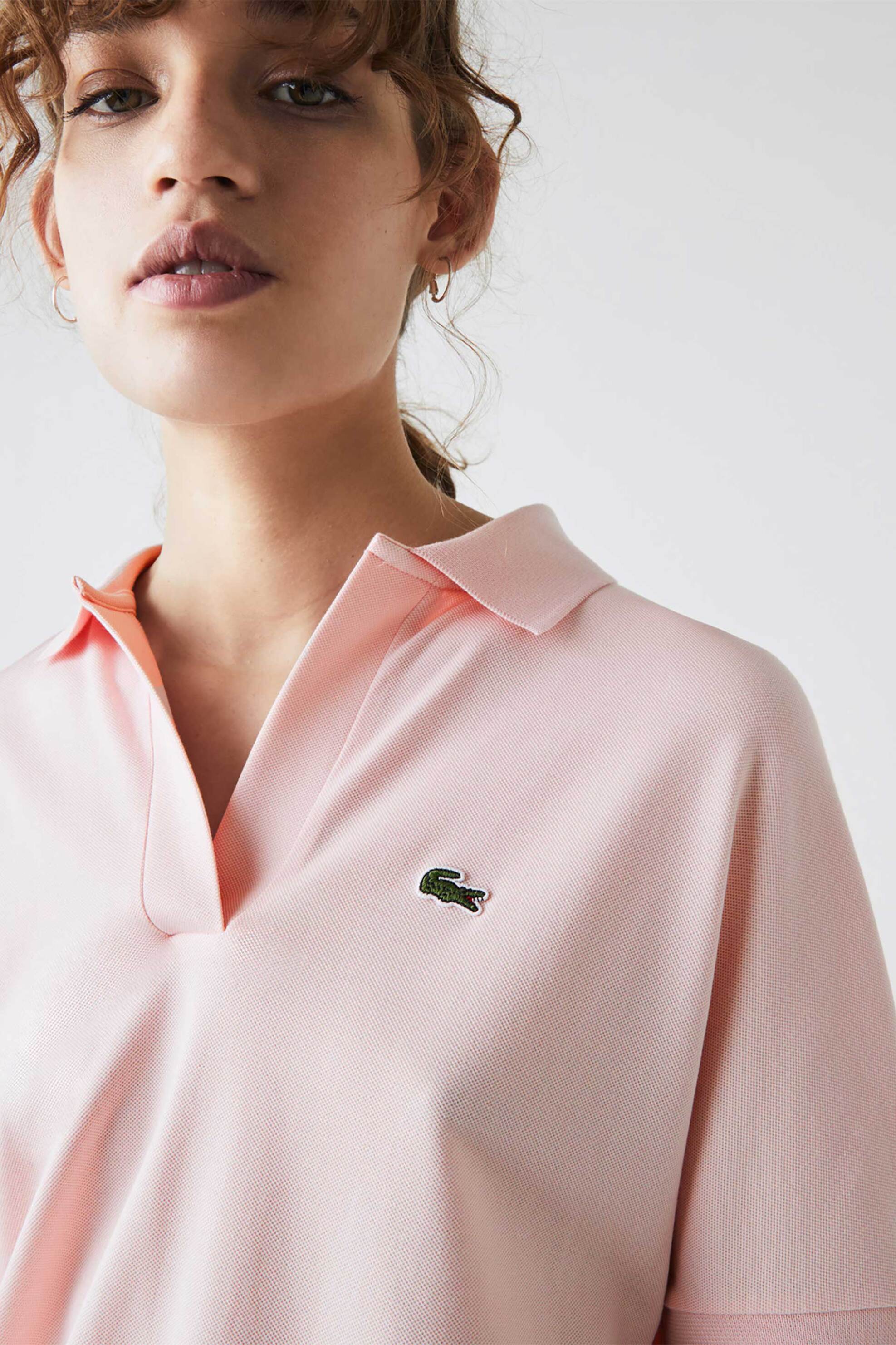 Lacoste γυναικεία κοντομάνικη μπλούζα πόλο πικέ με κεντημένο λογότυπο Relaxed Fit - PF0504 Ροζ Ανοιχτό φωτογραφία