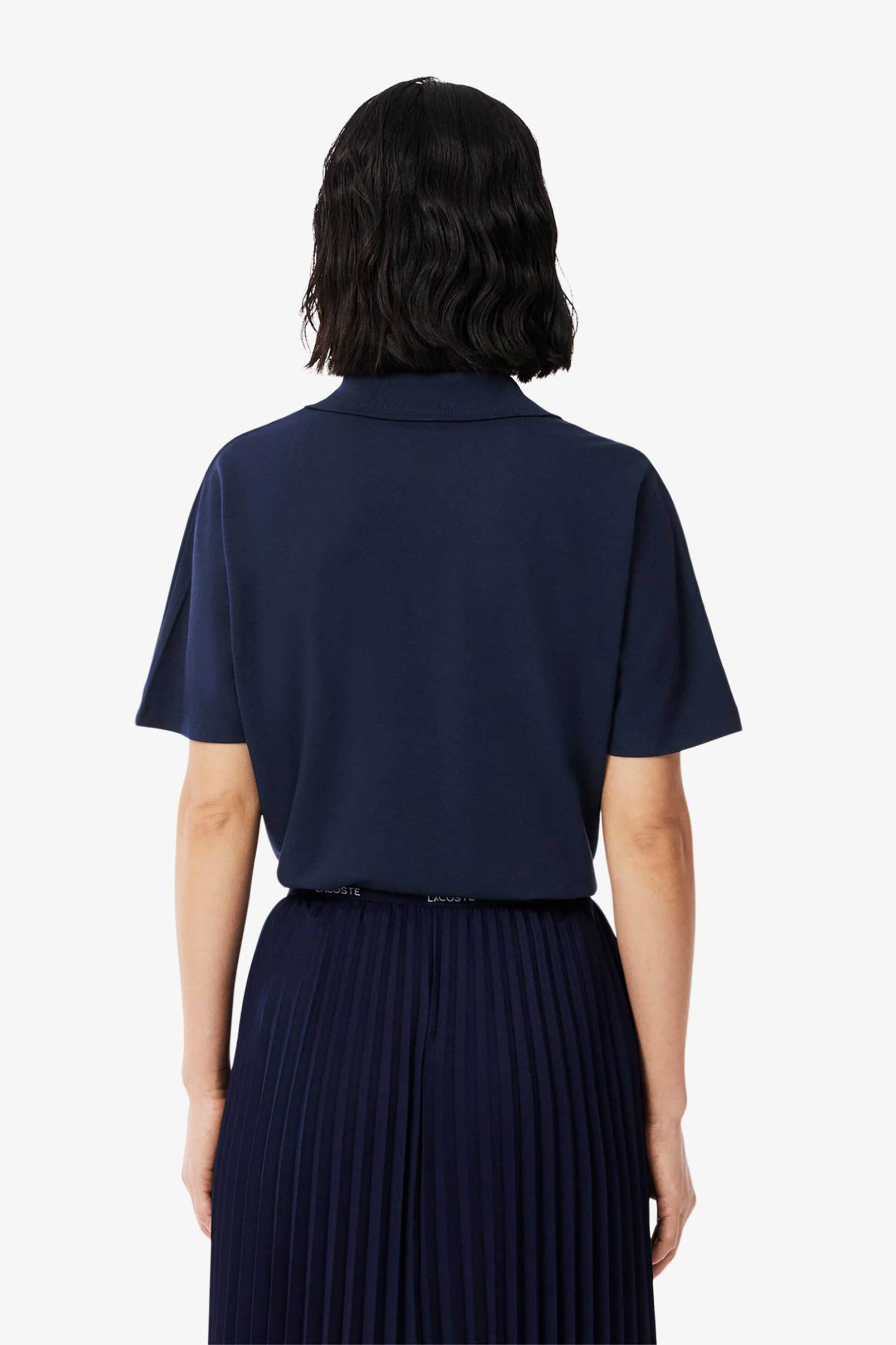 Lacoste γυναικεία μπλούζα πόλο πικέ κοντομάνικη με κεντημένο λογότυπο Relaxed Fit - PF1123-00 Μπλε Σκούρο φωτογραφία