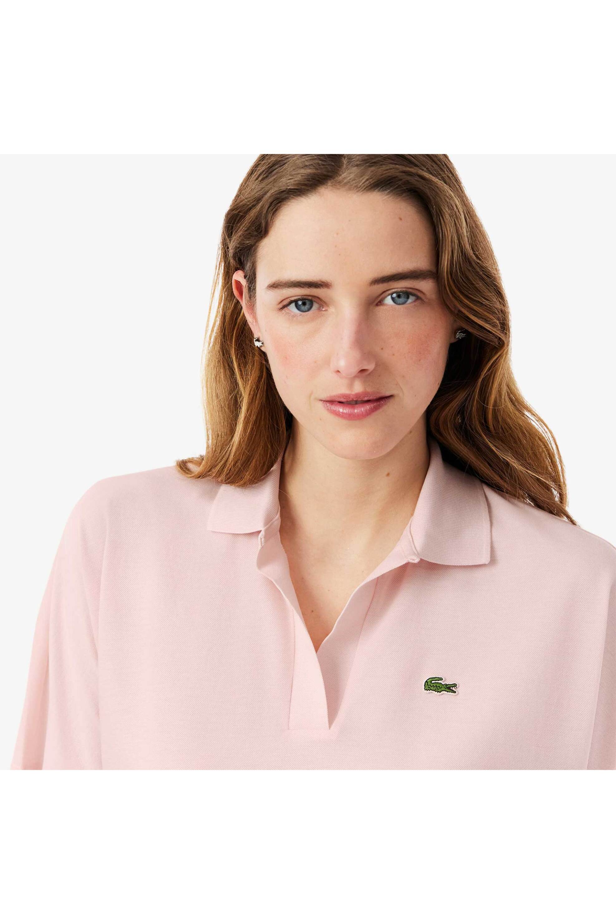 Lacoste γυναικεία μπλούζα πόλο πικέ κοντομάνικη με κεντημένο λογότυπο Relaxed Fit - PF1123-00 Ροζ Ανοιχτό φωτογραφία