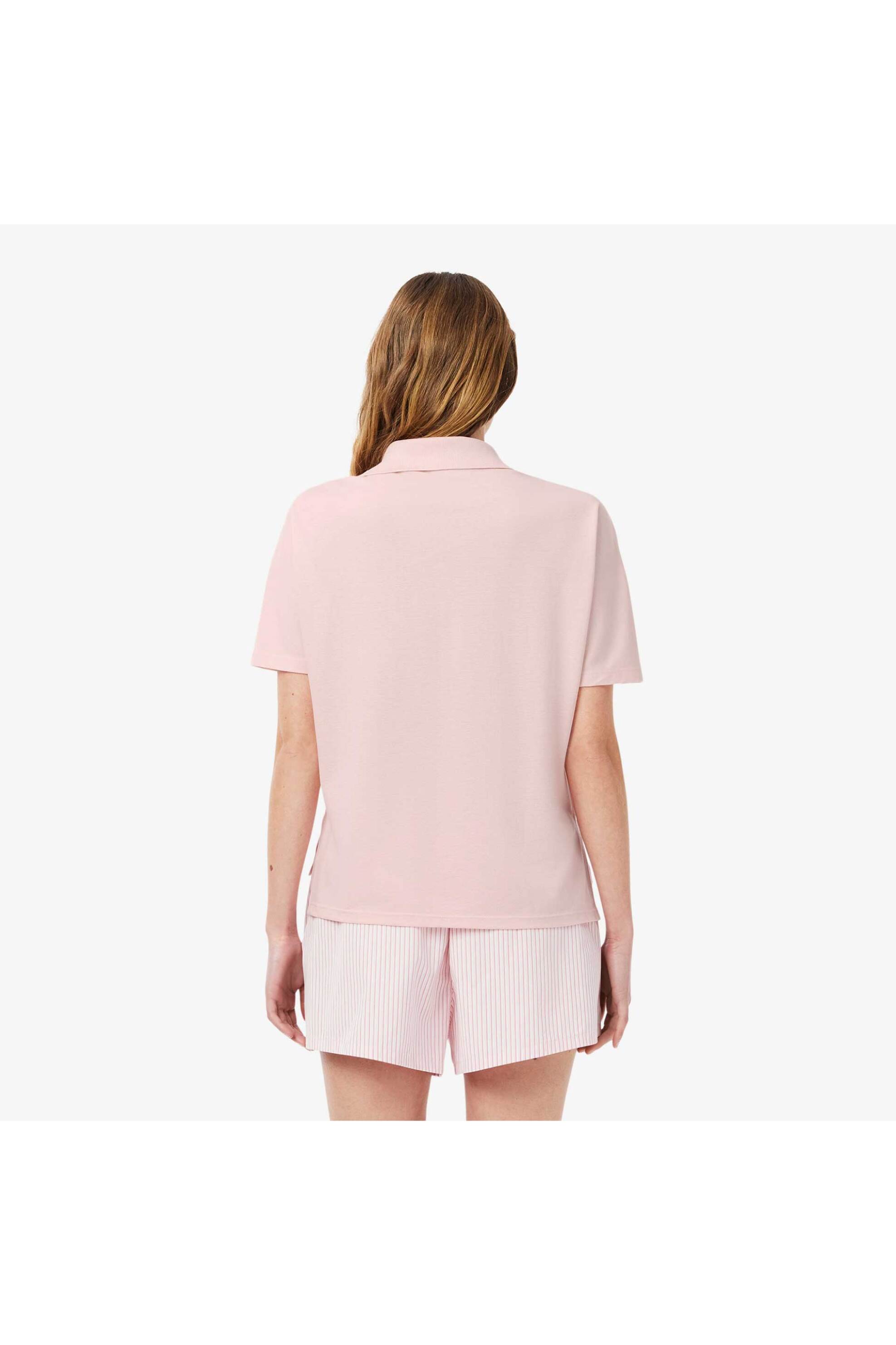 Lacoste γυναικεία μπλούζα πόλο πικέ κοντομάνικη με κεντημένο λογότυπο Relaxed Fit - PF1123-00 Ροζ Ανοιχτό φωτογραφία