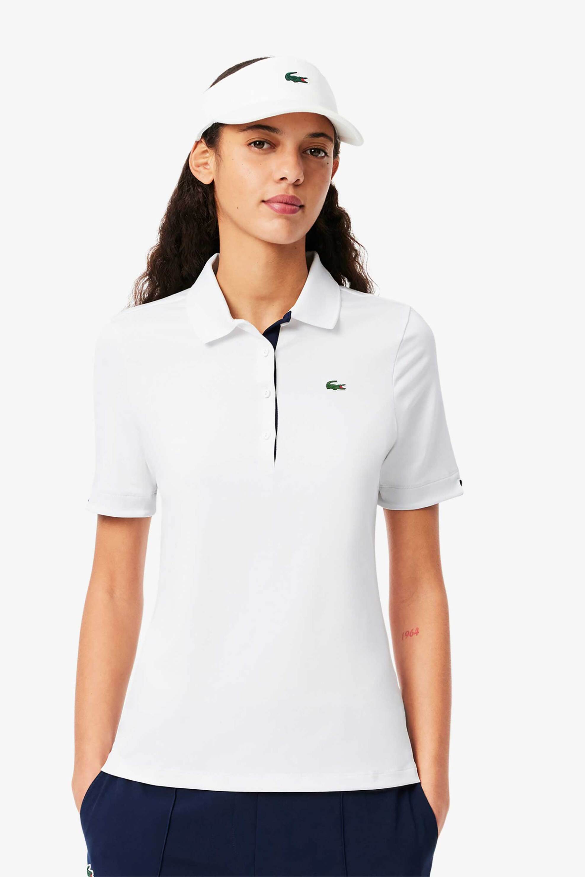Lacoste γυναικεία μπλούζα πόλο με λογότυπο Slim Fit "UV Protect Stretch" - PF5179 Λευκό