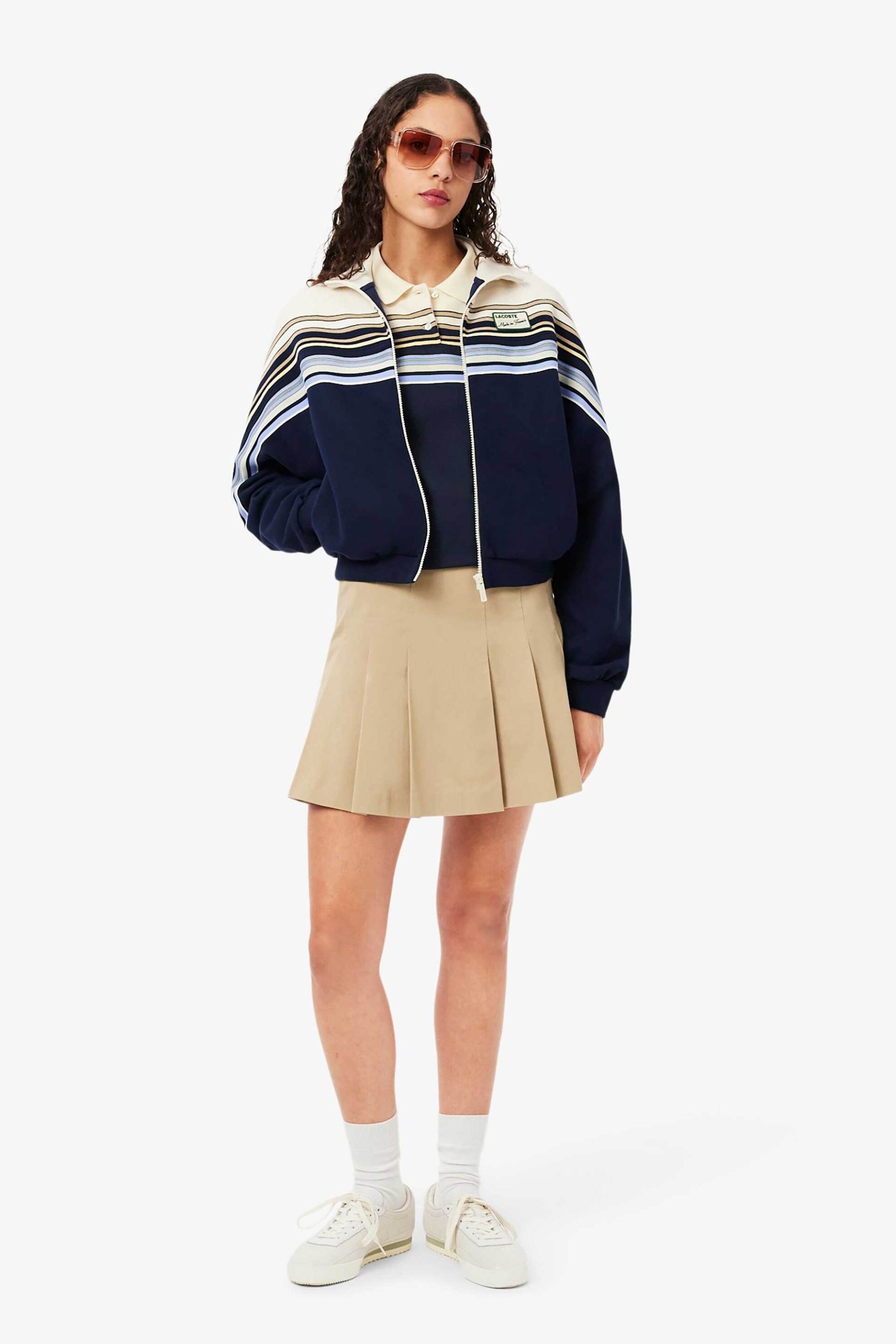 Lacoste γυναικεία μπλούζα πόλο πικέ με contrast ρίγες και logo patch Slim Fit - PF5291-00 Μπλε Σκούρο φωτογραφία