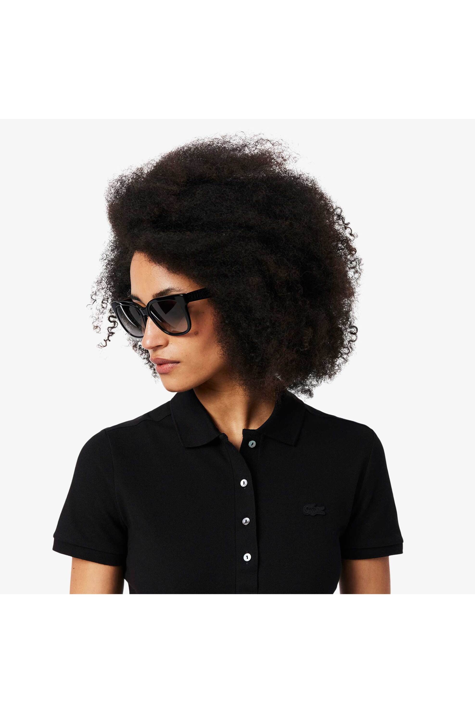 Lacoste γυναικεία μπλούζα πόλο πικέ κοντομάνικη με κεντημένο λογότυπο Slim Fit - PF5462 Μαύρο