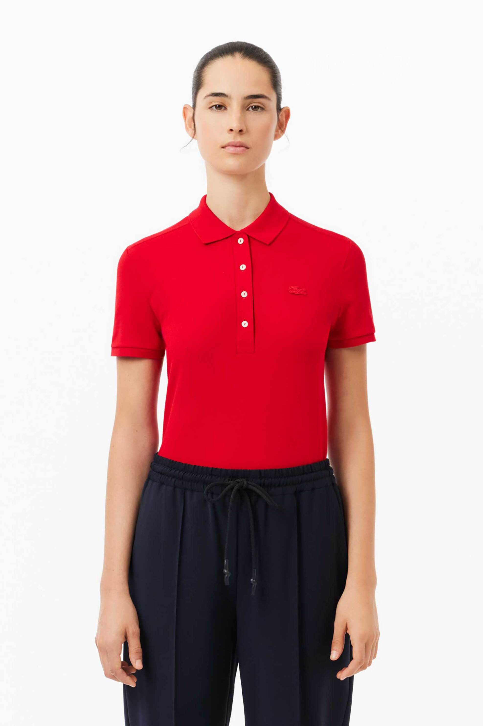 Lacoste Lacoste γυναικεία μπλούζα πόλο πικέ κοντομάνικη με κεντημένο λογότυπο Slim Fit - PF5462 Κόκκινο