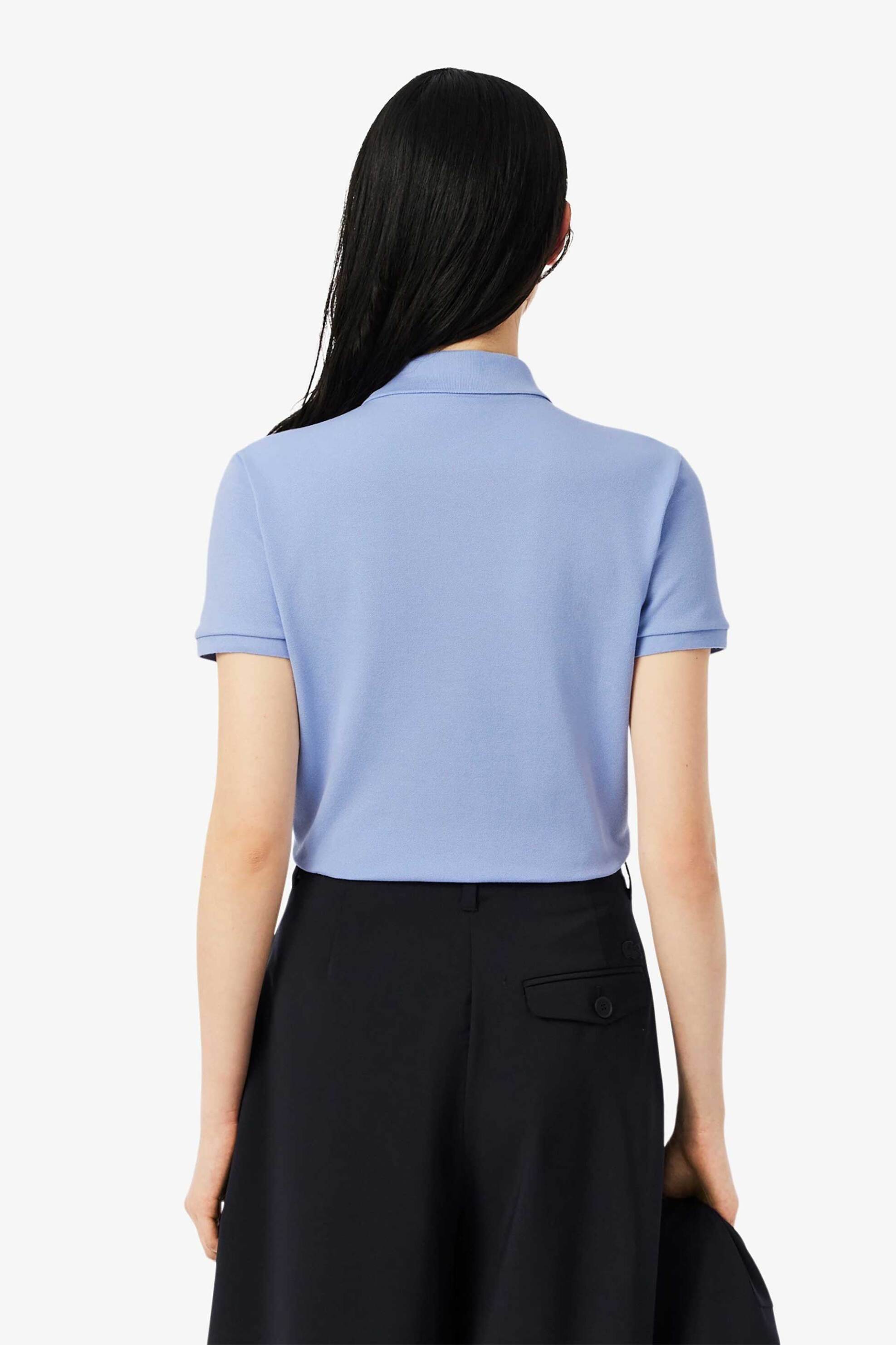 Lacoste Γυναικεία Μπλούζα Πόλο Πικέ Κοντομάνικη με Κεντημένο Λογότυπο Slim Fit - Pf5462 Λιλά