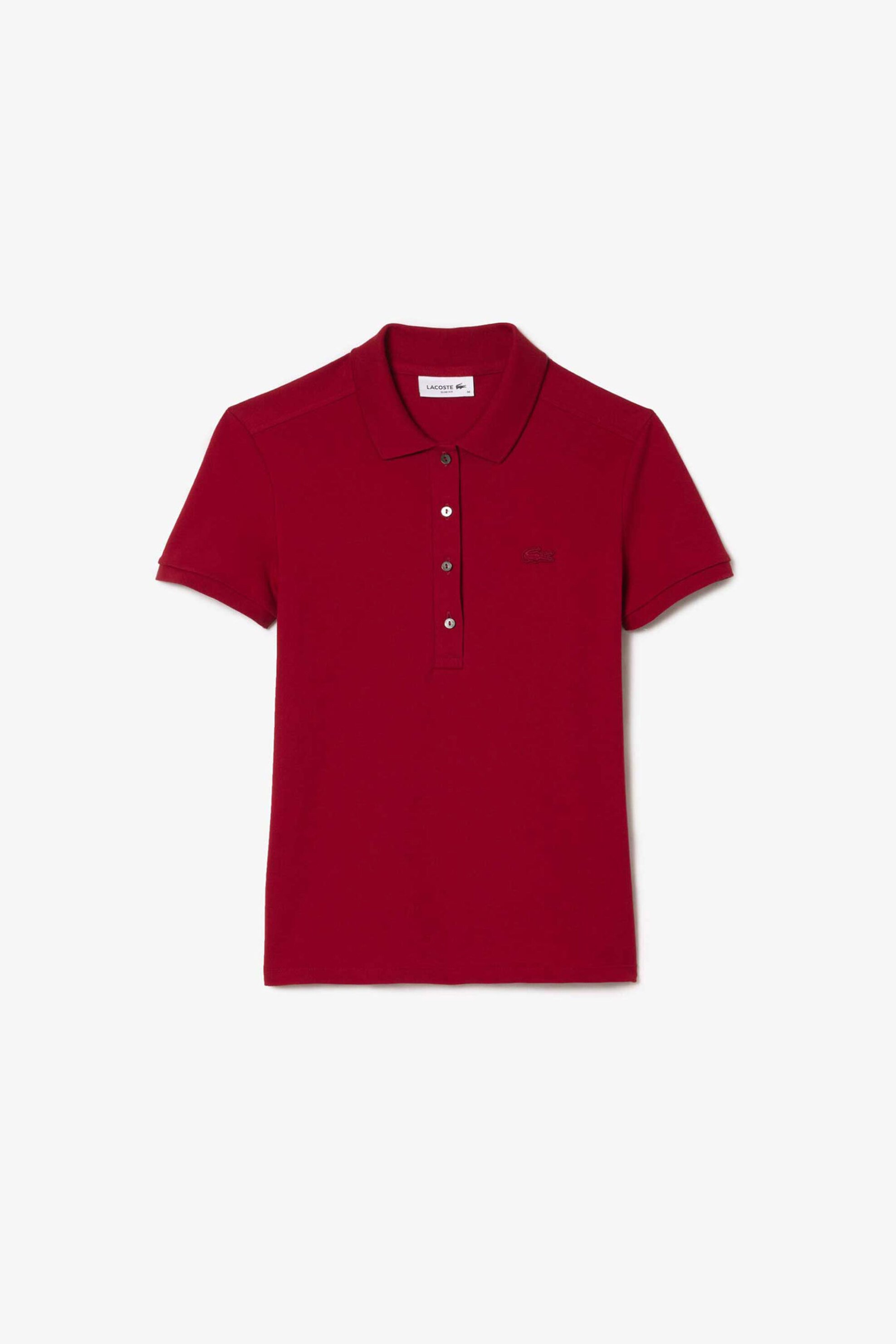 Lacoste Lacoste γυναικεία μπλούζα πόλο πικέ κοντομάνικη με κεντημένο λογότυπο Slim Fit - PF5462 Κόκκινο Carmine