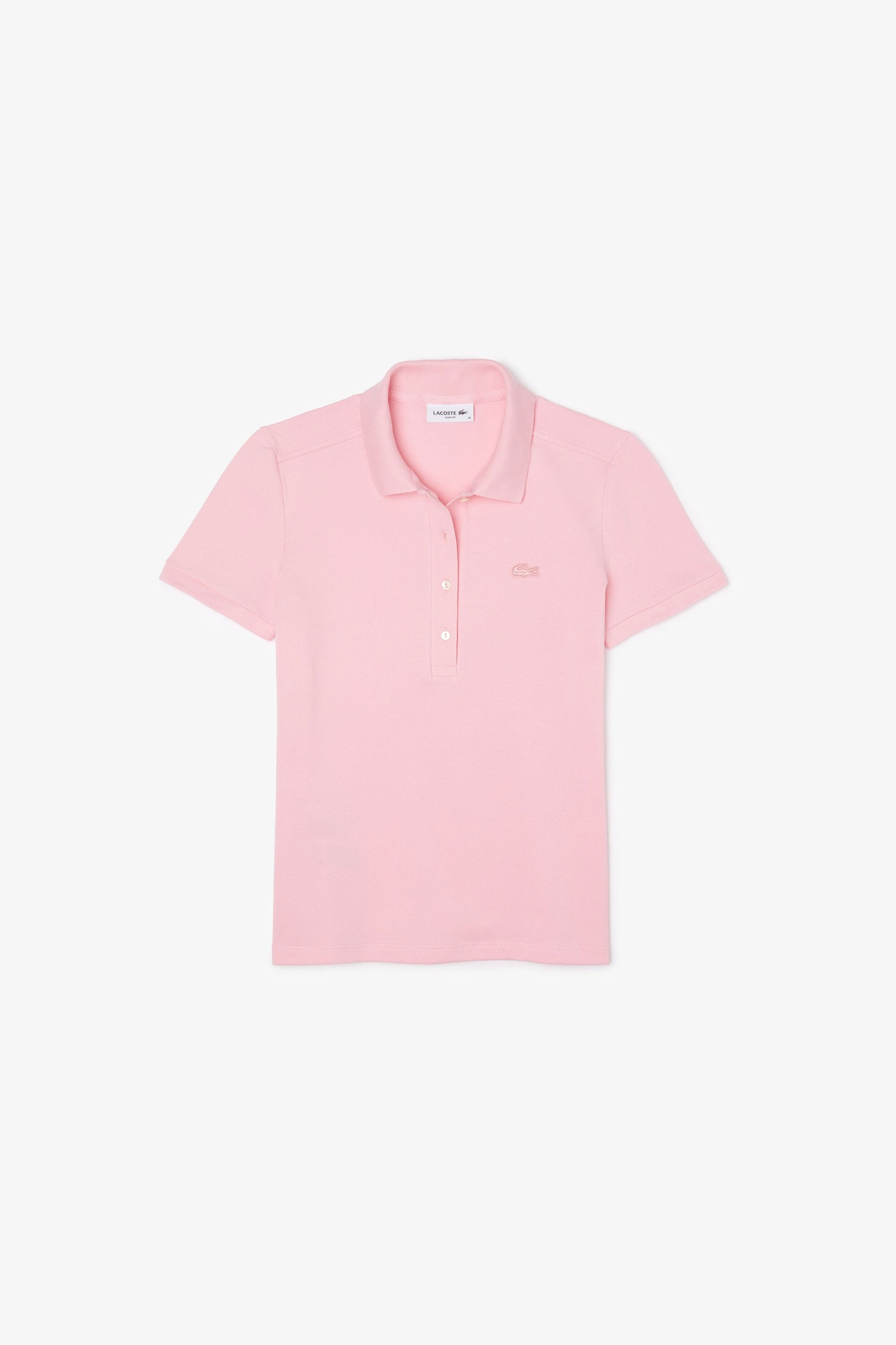 Lacoste Lacoste γυναικεία μπλούζα πόλο πικέ κοντομάνικη με κεντημένο λογότυπο Slim Fit - PF5462 Ροζ Φλαμίνγκο