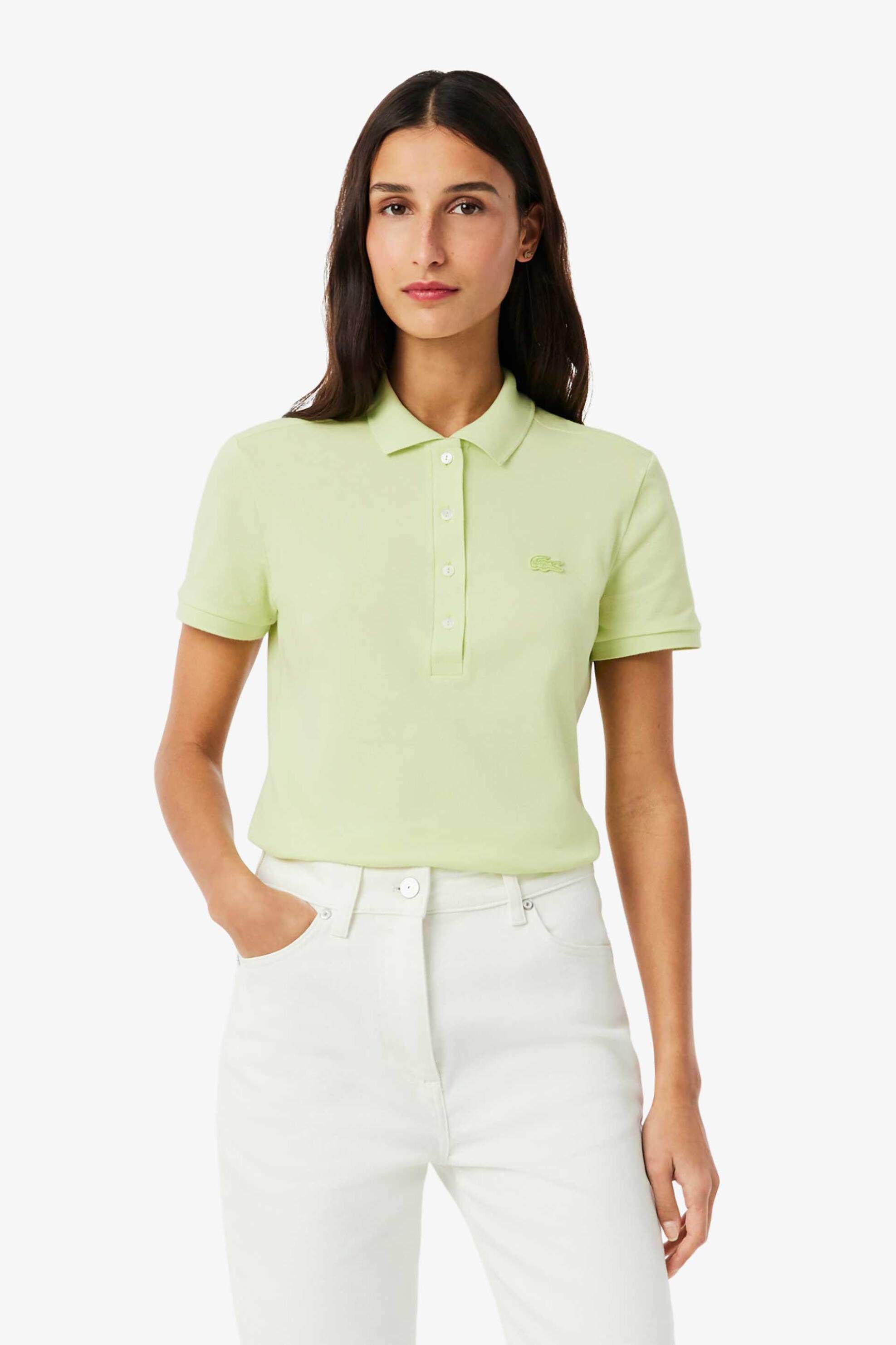 Lacoste Lacoste γυναικεία μπλούζα πόλο πικέ κοντομάνικη με κεντημένο λογότυπο Slim Fit - PF5462 Πράσινο Lime