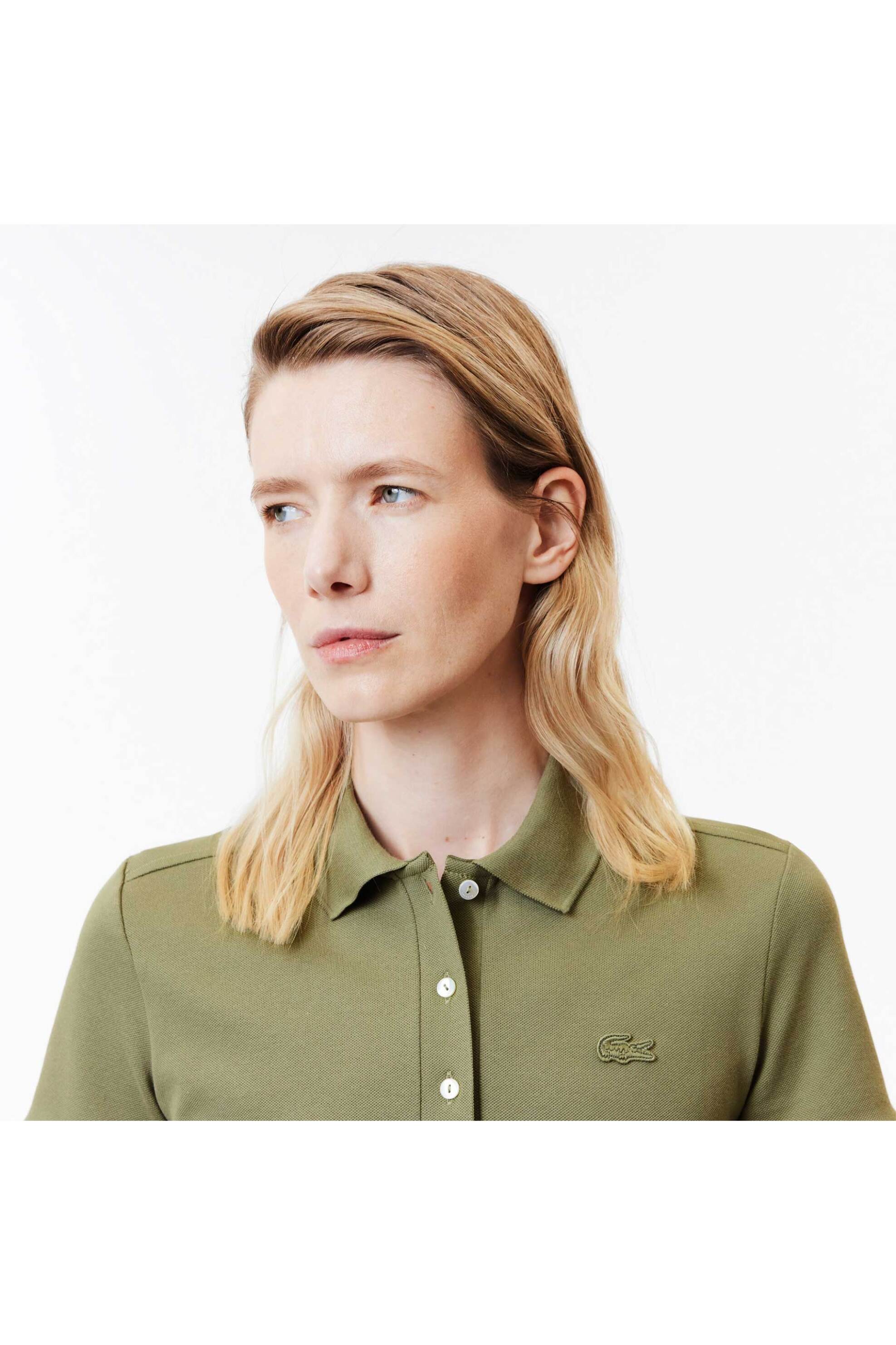 Lacoste γυναικεία μπλούζα πόλο πικέ κοντομάνικη με κεντημένο λογότυπο Slim Fit - PF5462 Λαδί