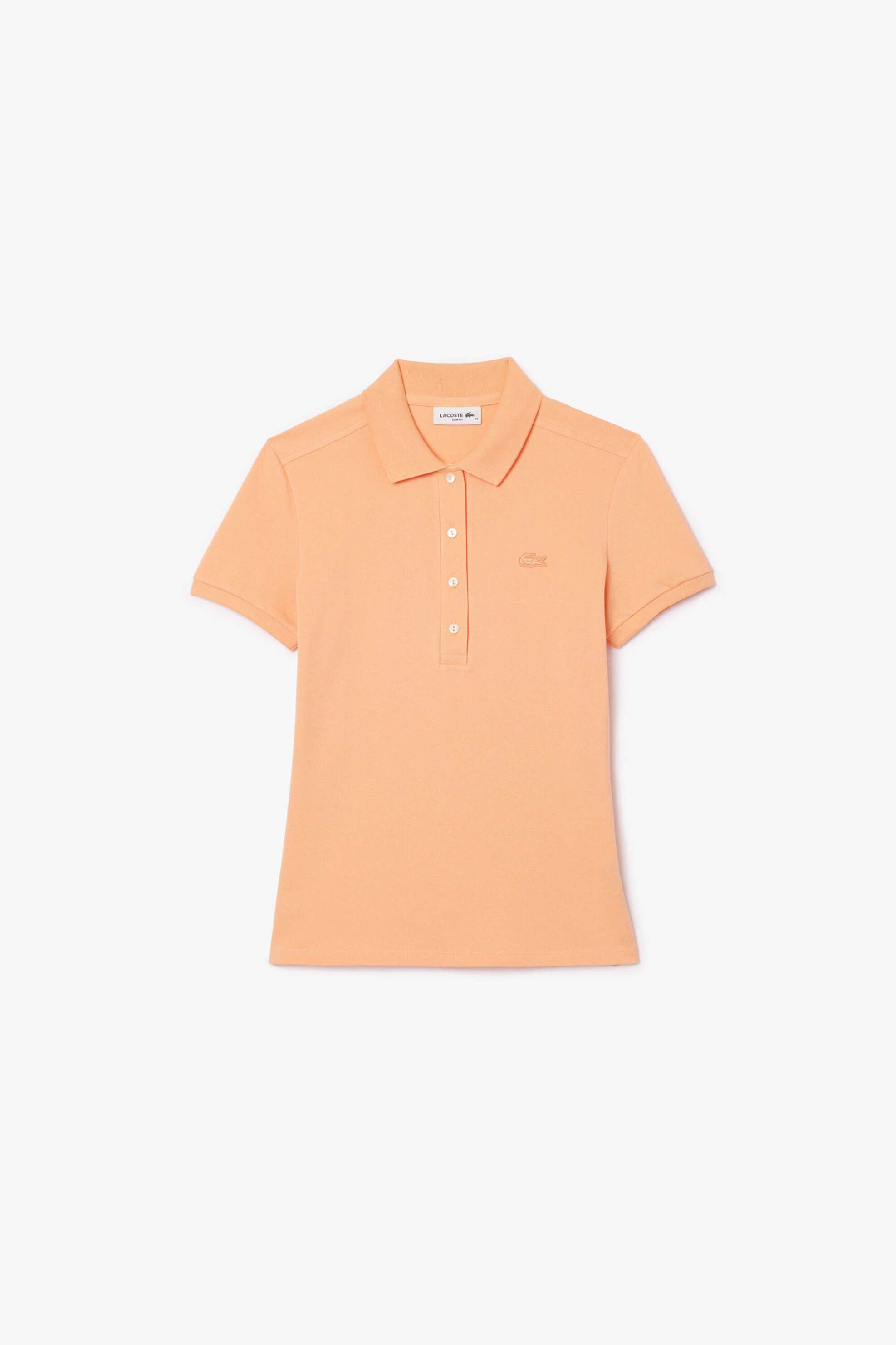 Lacoste Lacoste γυναικεία μπλούζα πόλο πικέ κοντομάνικη με κεντημένο λογότυπο Slim Fit - PF5462 Ροδακινί