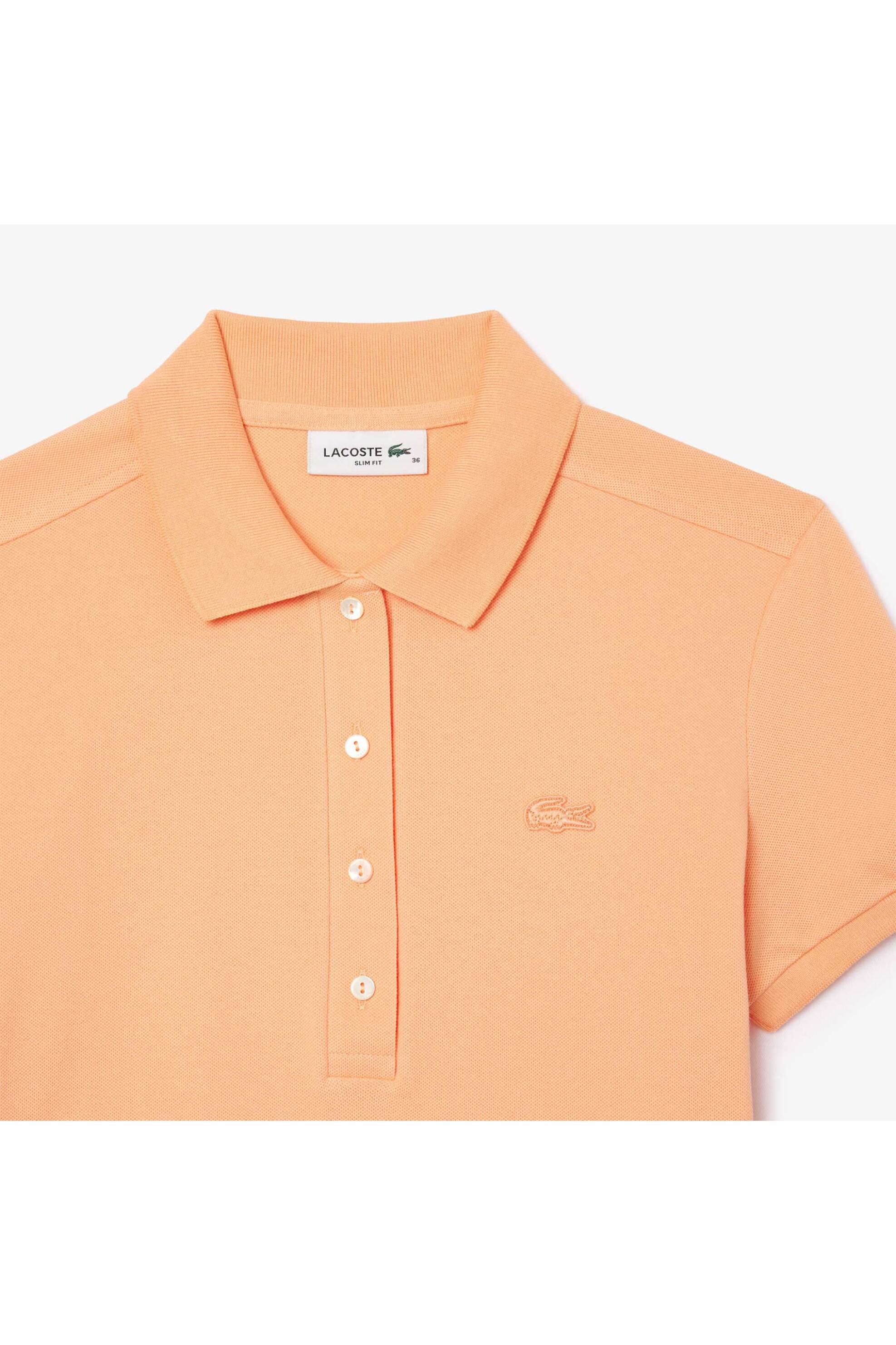 Lacoste γυναικεία μπλούζα πόλο πικέ κοντομάνικη με κεντημένο λογότυπο Slim Fit - PF5462 Ροδακινί