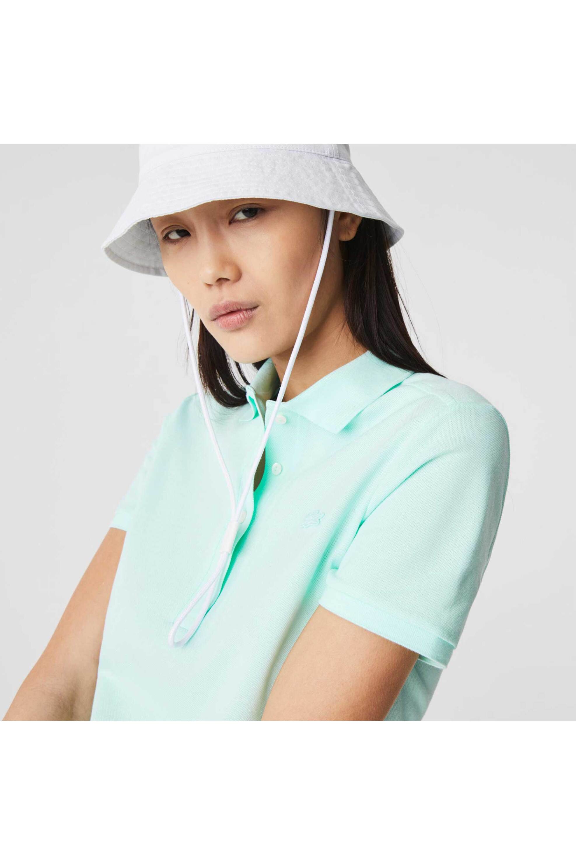 Lacoste γυναικεία μπλούζα πόλο πικέ κοντομάνικη με κεντημένο λογότυπο Slim Fit - PF5462 Βεραμάν