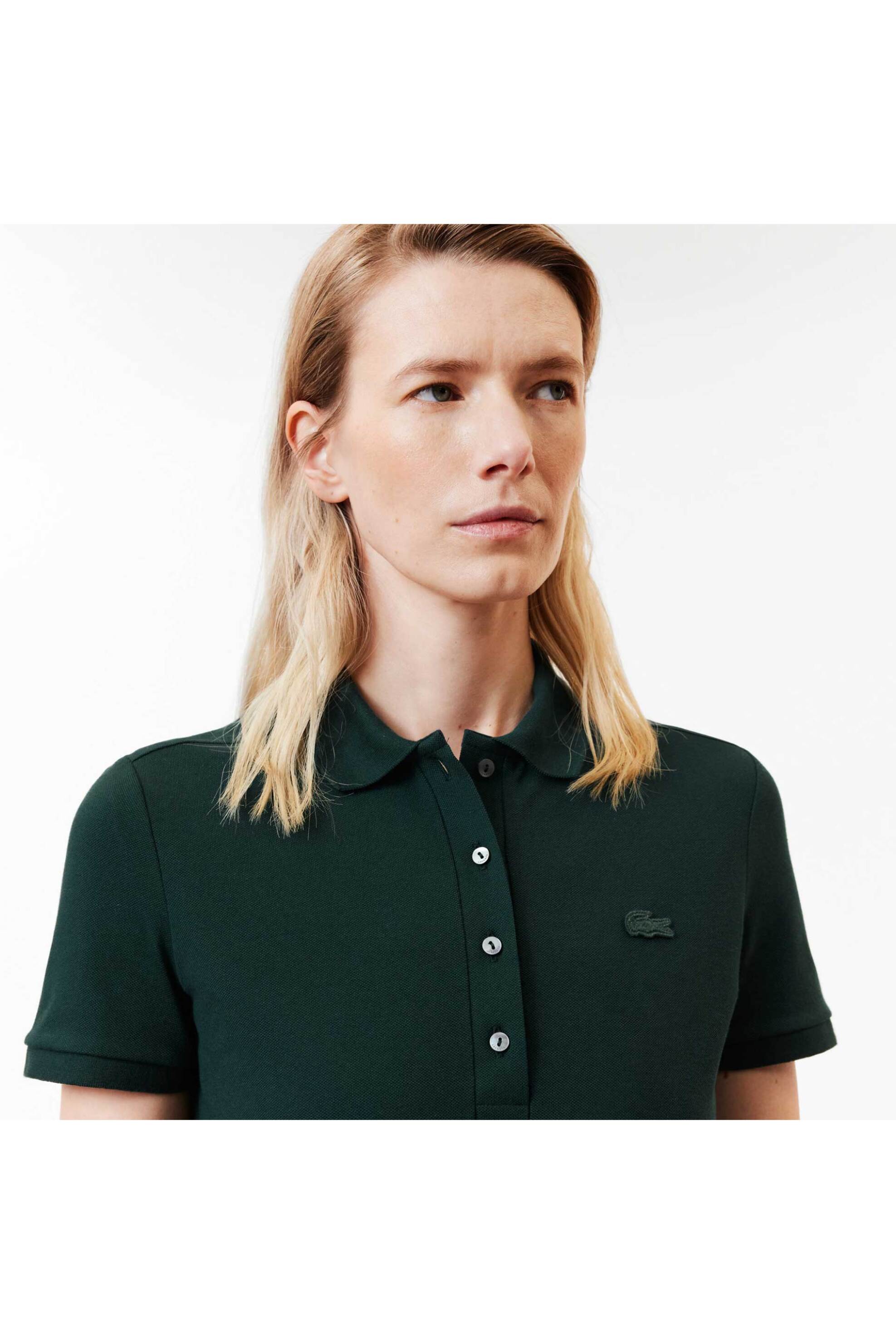 Lacoste γυναικεία μπλούζα πόλο πικέ κοντομάνικη με κεντημένο λογότυπο Slim Fit - PF5462 Κυπαρισσί