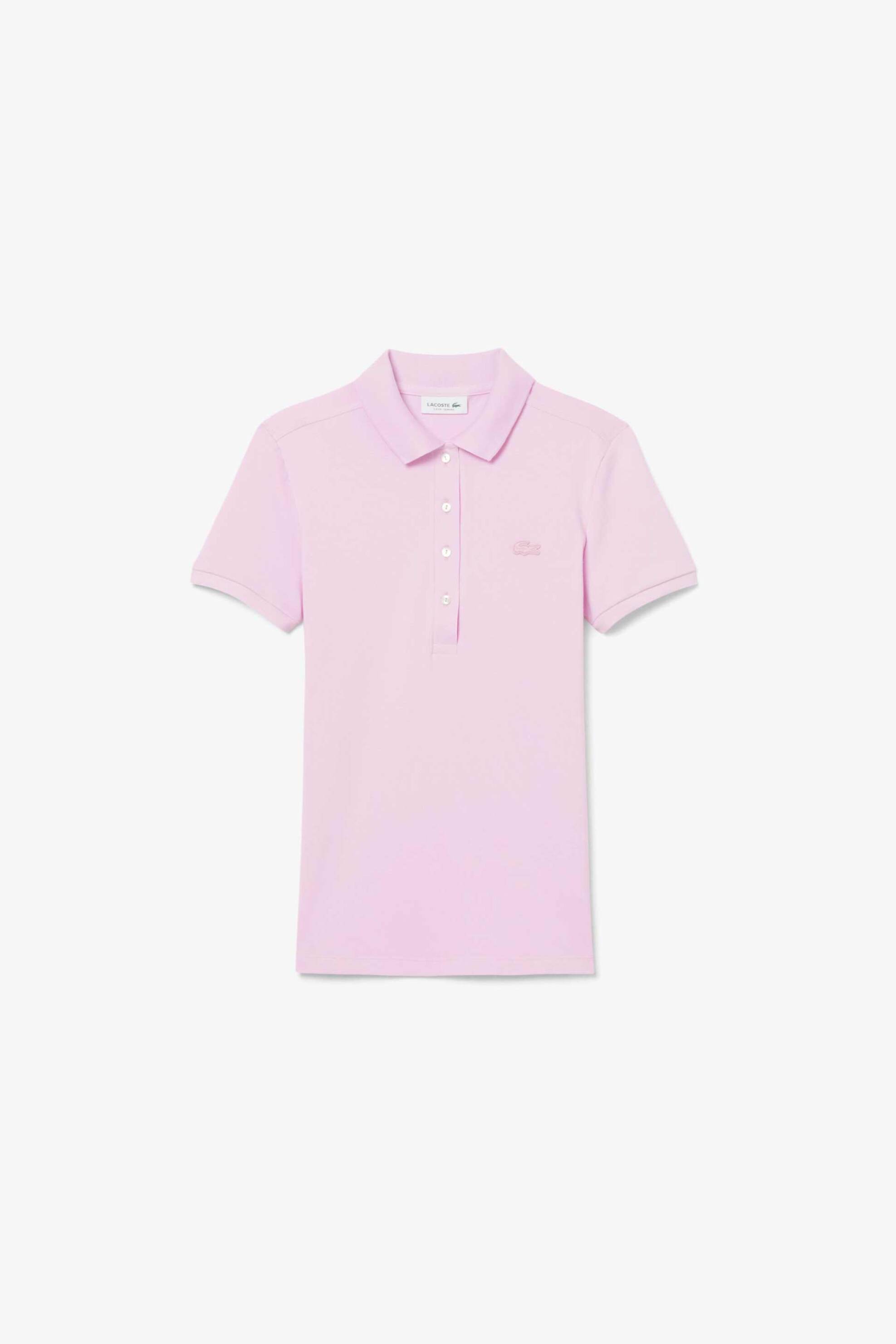 Lacoste Lacoste γυναικεία μπλούζα πόλο πικέ κοντομάνικη με κεντημένο λογότυπο Slim Fit - PF5462 Ροζ Ανοιχτό