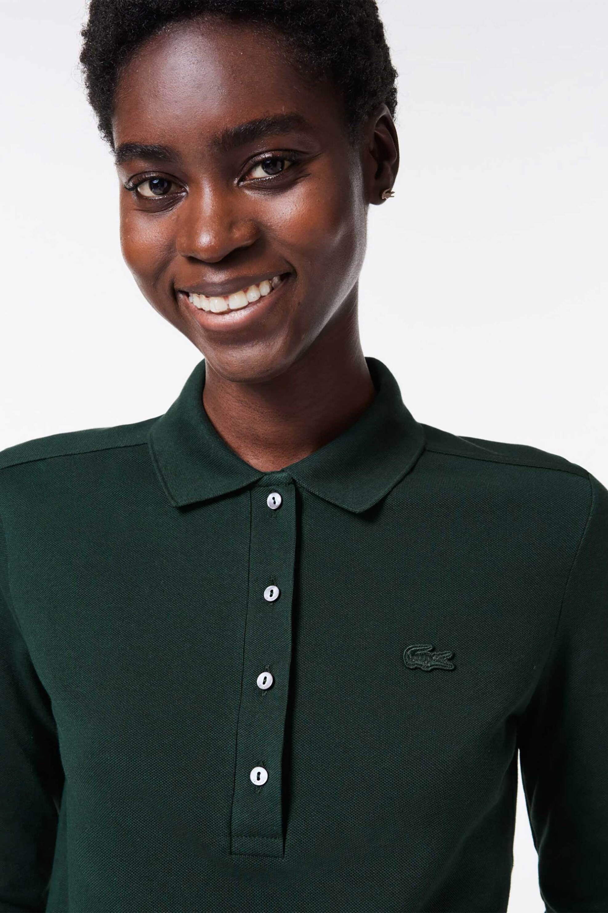 Lacoste γυναικεία μπλούζα πόλο πικέ με ton-sur-ton κεντημένο λογότυπο Slim Fit - PF5464 Κυπαρισσί φωτογραφία