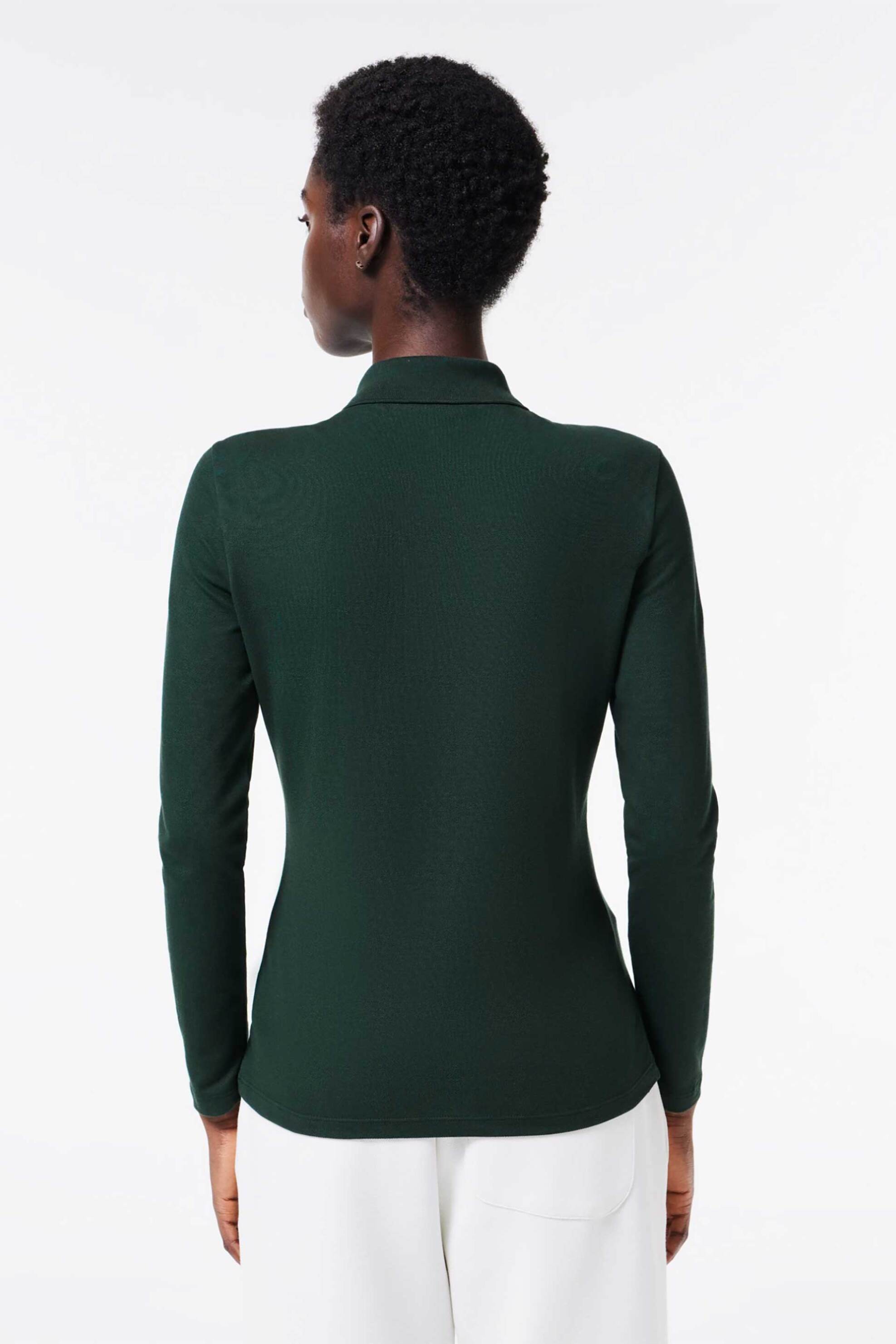 Lacoste γυναικεία μπλούζα πόλο πικέ με ton-sur-ton κεντημένο λογότυπο Slim Fit - PF5464 Κυπαρισσί φωτογραφία