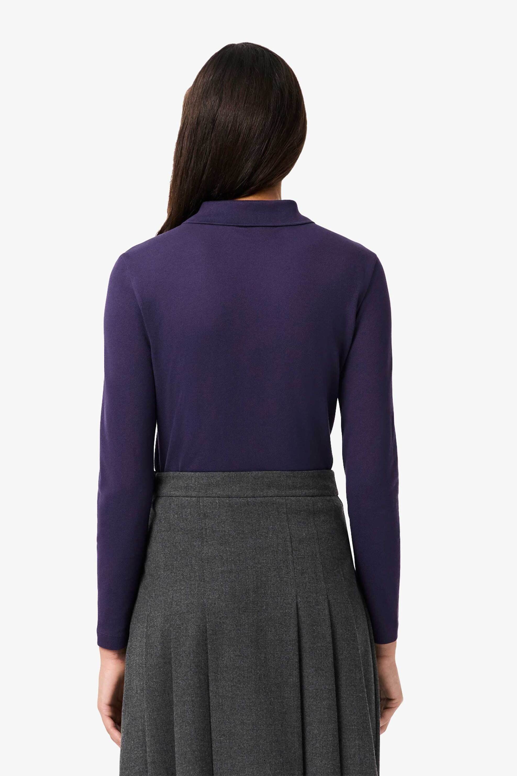 Lacoste γυναικεία μπλούζα πόλο πικέ με ton-sur-ton κεντημένο λογότυπο Slim Fit - PF5464 Μοβ Σκούρο φωτογραφία