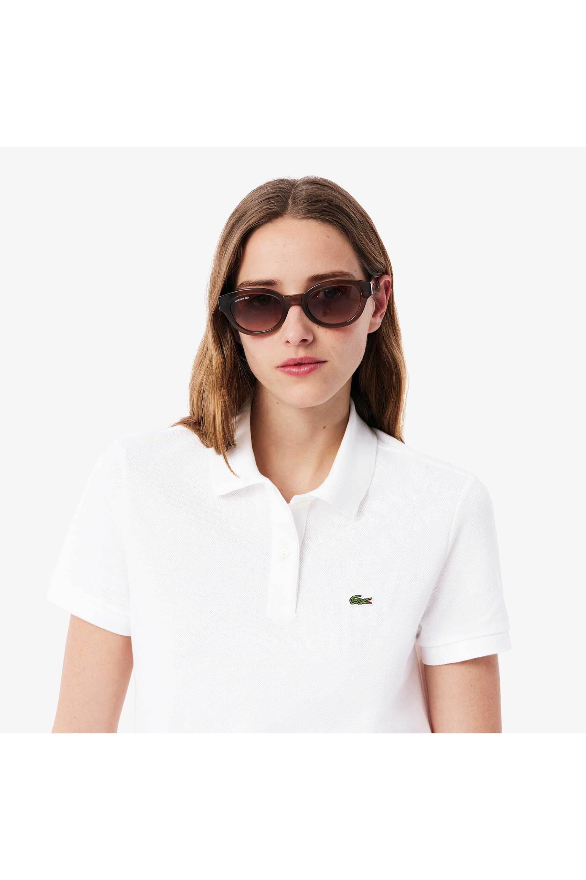 Lacoste γυναικεία μπλούζα πόλο πικέ κοντομάνικη με κεντημένο λογότυπο Regular Fit - PF7839 Λευκό φωτογραφία