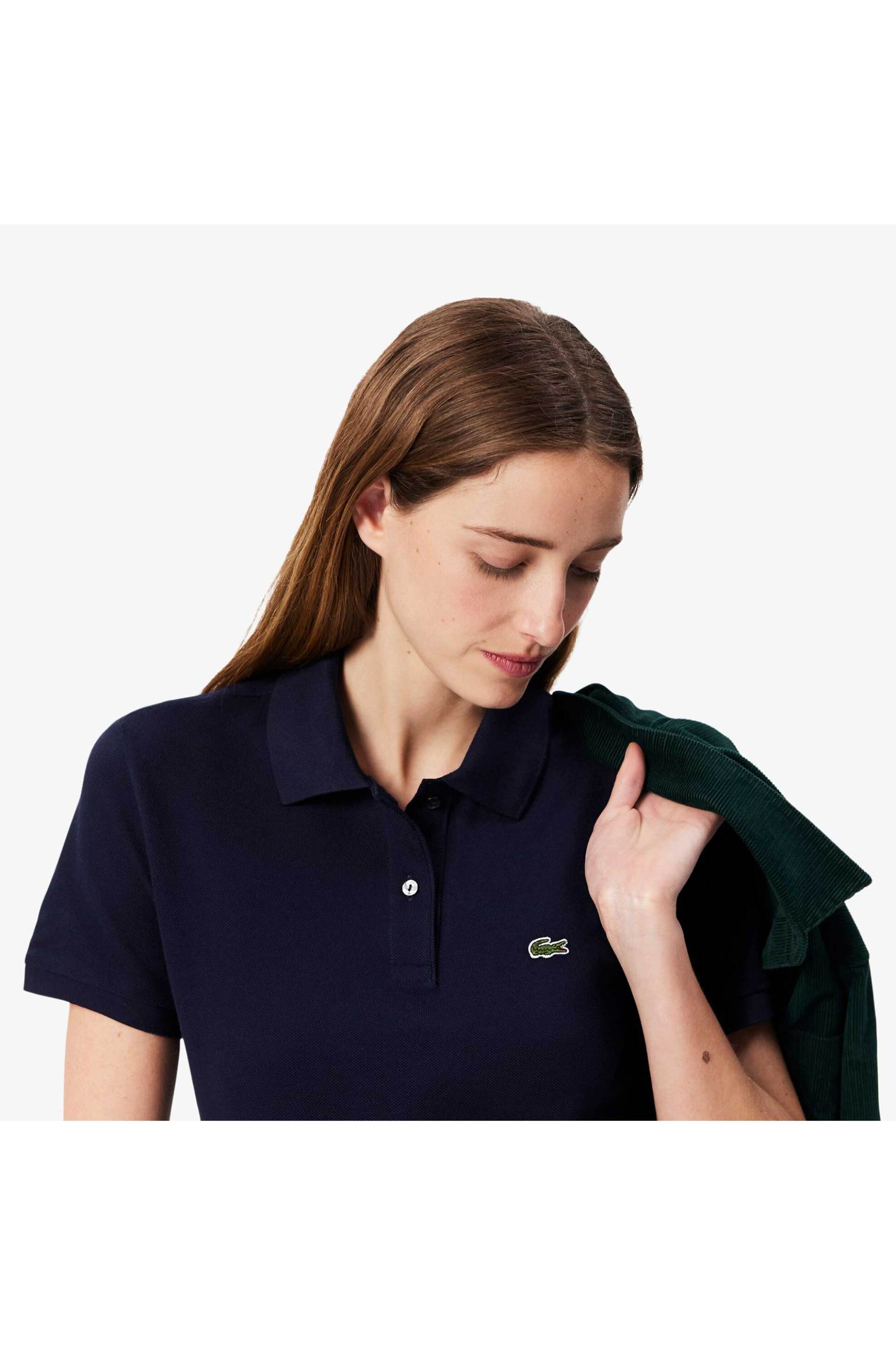 Lacoste γυναικεία μπλούζα πόλο πικέ κοντομάνικη με κεντημένο λογότυπο Regular Fit - PF7839 Μπλε Σκούρο φωτογραφία