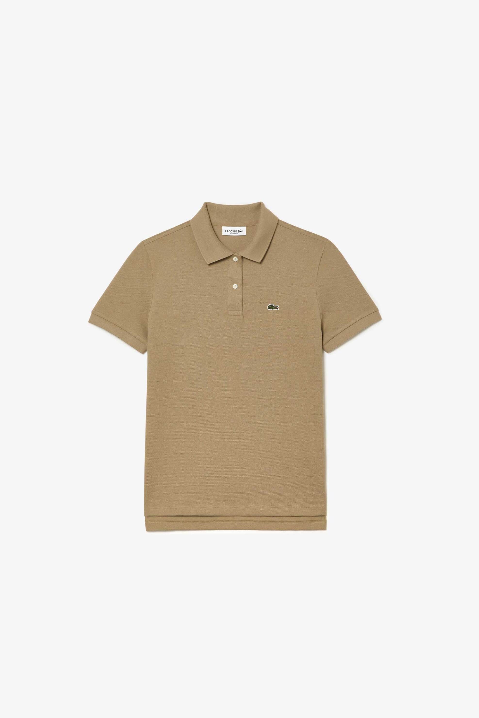 LACOSTE Lacoste γυναικεία μπλούζα πόλο πικέ κοντομάνικη με κεντημένο λογότυπο Regular Fit - PF7839 Μπεζ