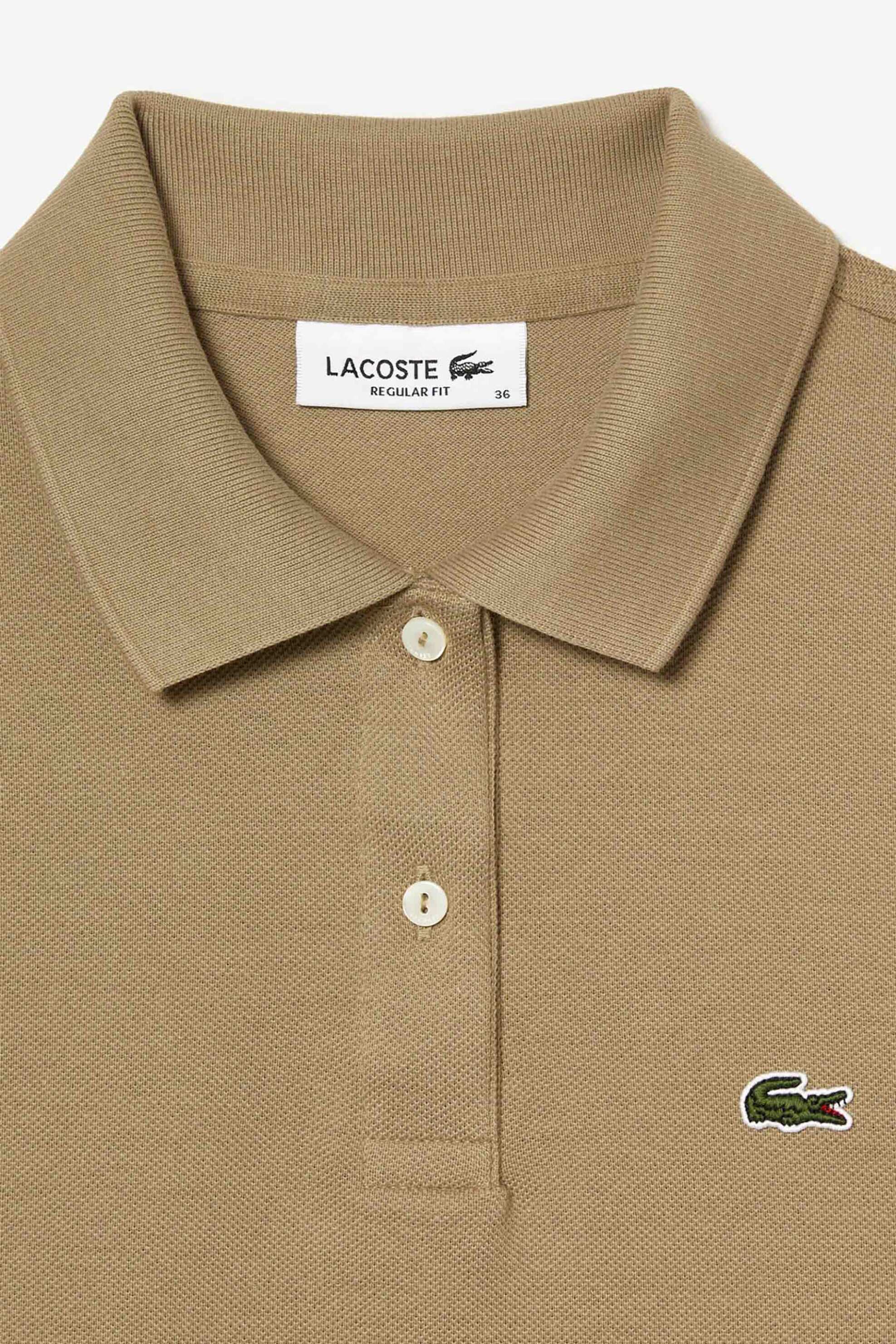 Lacoste γυναικεία μπλούζα πόλο πικέ κοντομάνικη με κεντημένο λογότυπο Regular Fit - PF7839 Μπεζ φωτογραφία