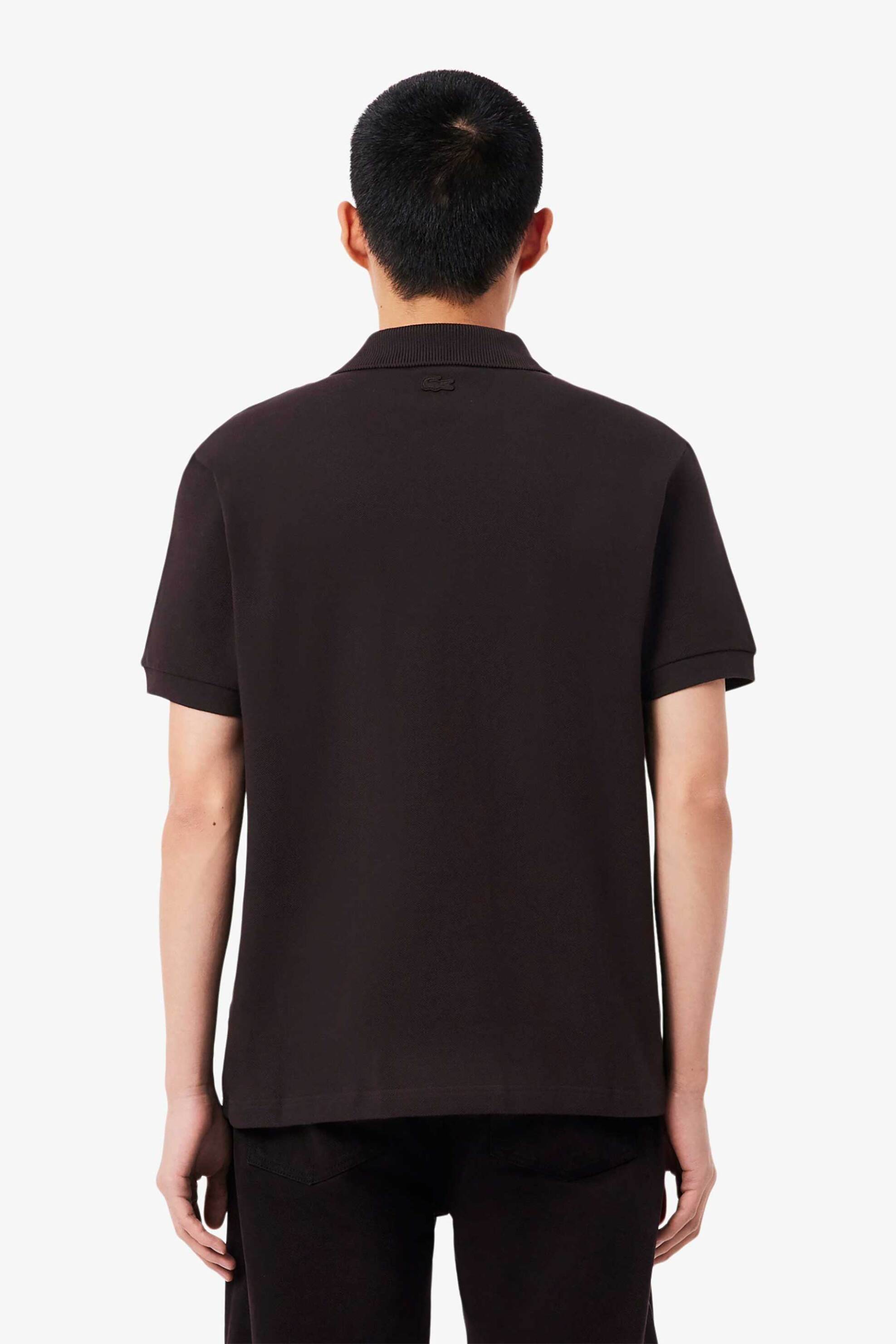 Lacoste Ανδρική Μπλούζα Πόλο Πικέ με Retro Logo Patch Classic Fit - Ph0034-00 Καφέ Σκούρο