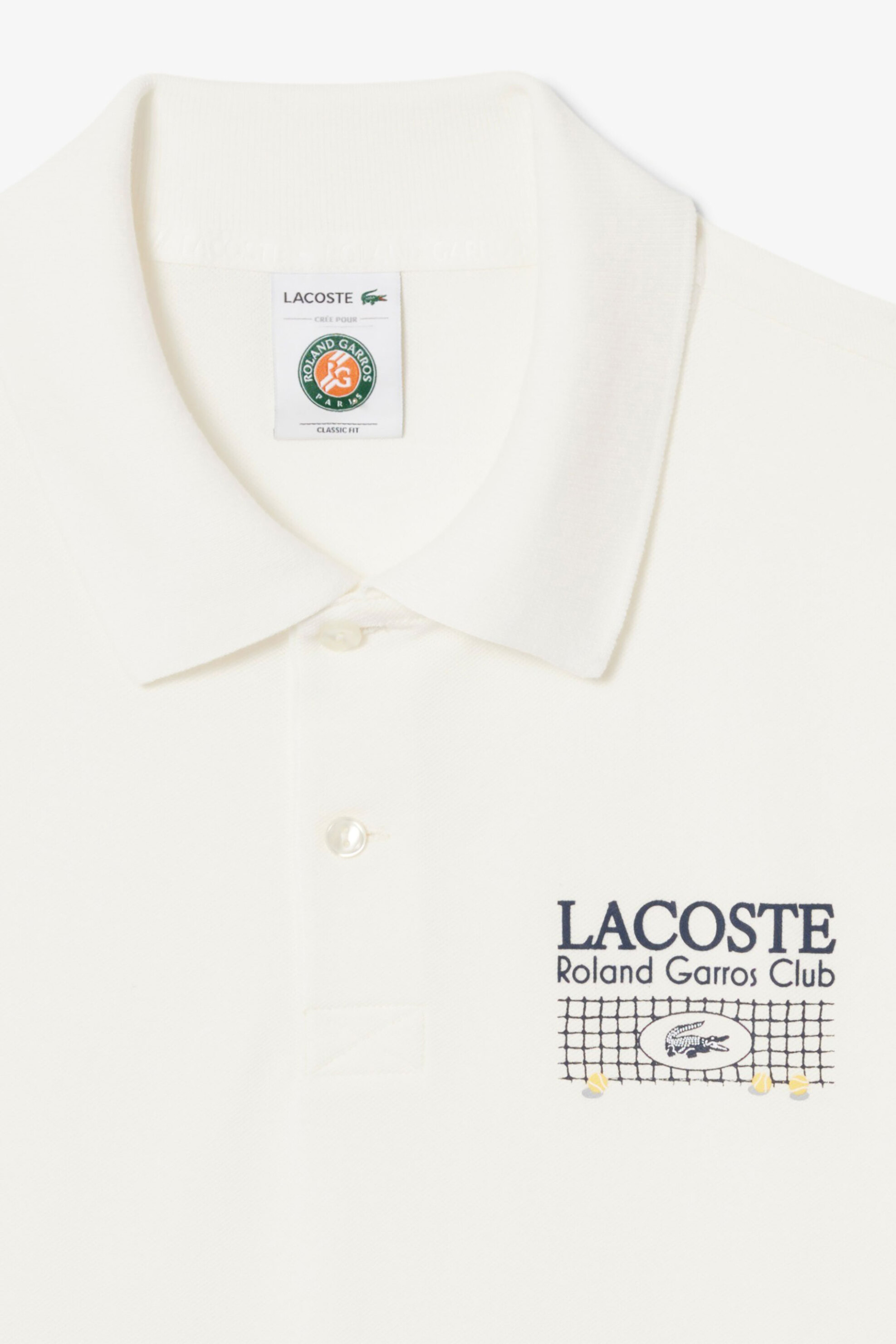 Lacoste Ανδρική Μπλούζα Πόλο Πικέ Classic Fit Roland-Garros Edition - Ph0379 Λευκό