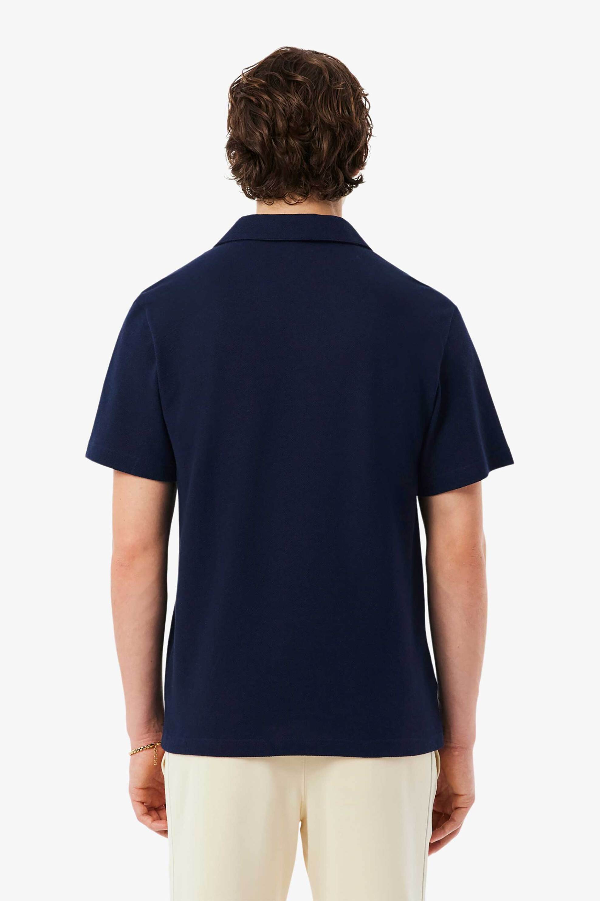 Lacoste Ανδρική Μπλούζα Πόλο Πικέ με Λινάρι Και Κεντημένο Λογότυπο Classic Fit - Ph2449 Μπλε Σκούρο
