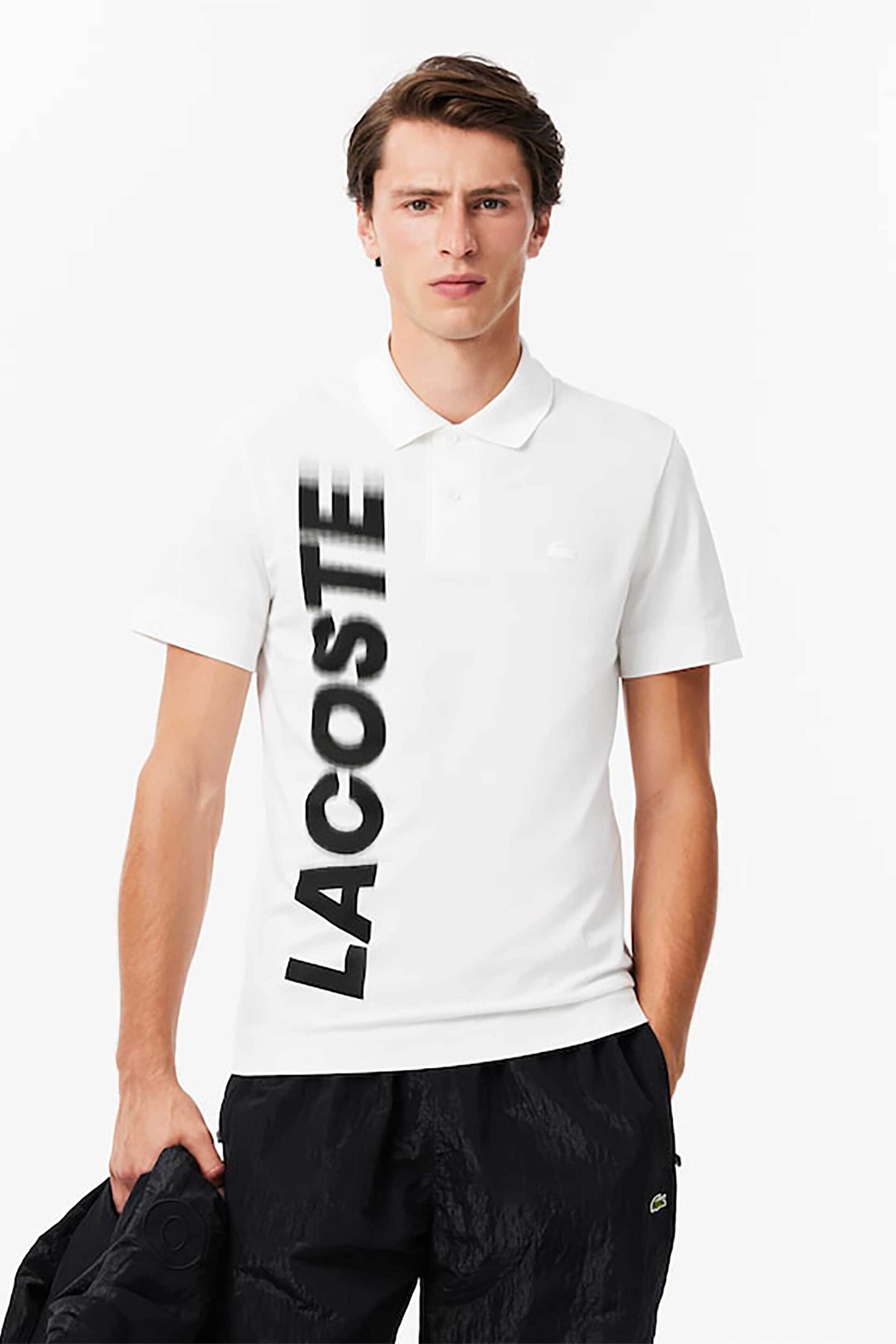 Lacoste ανδρική κοντομάνικη πόλο μπλούζα πικέ με movement logo print Regular Fit - PH2801-00 Λευκό