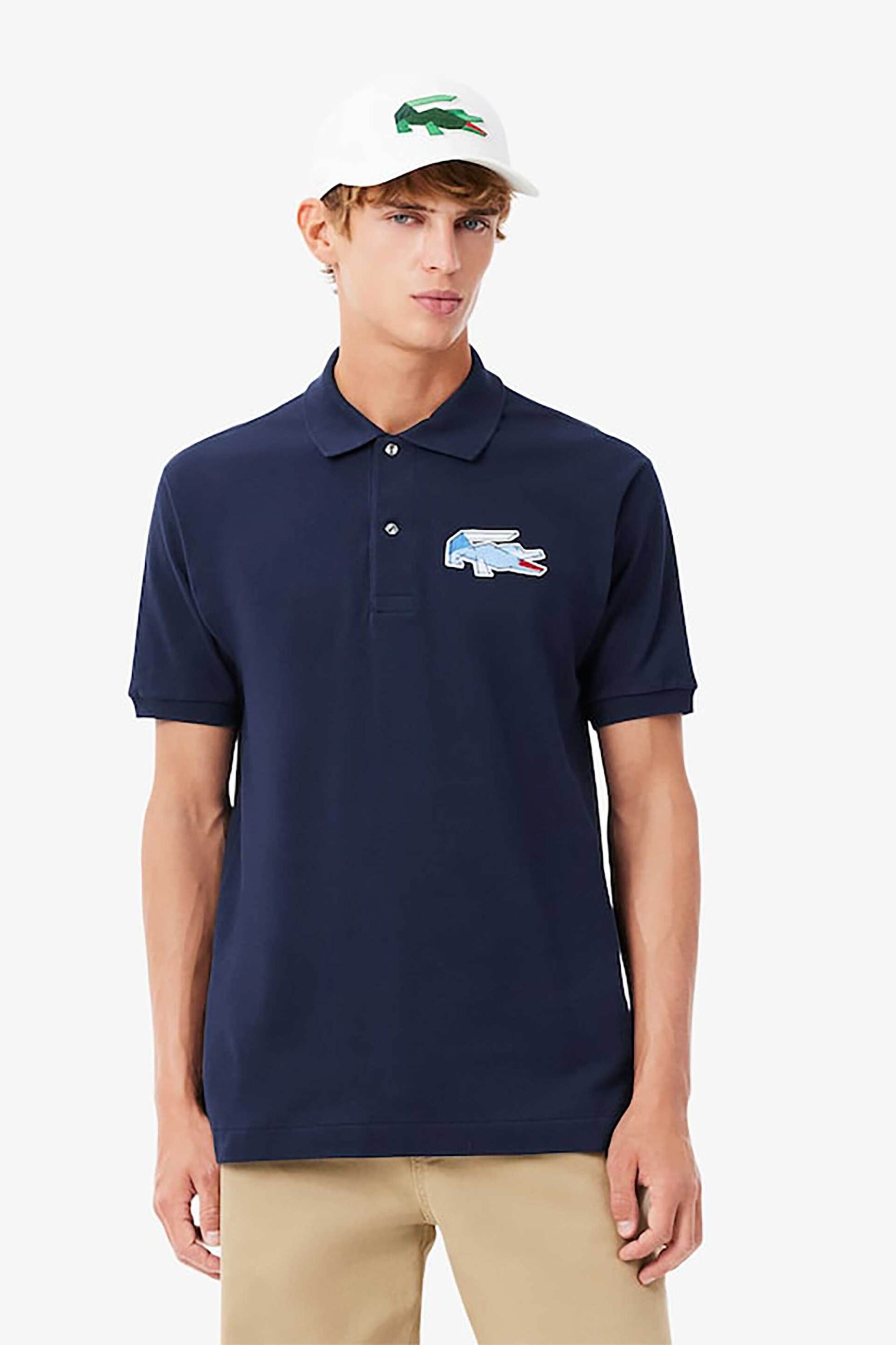 Lacoste ανδρική πόλο μπλούζα πικέ με κεντημένο λογότυπο Classic Fit - PH3600-00 Μπλε Σκούρο