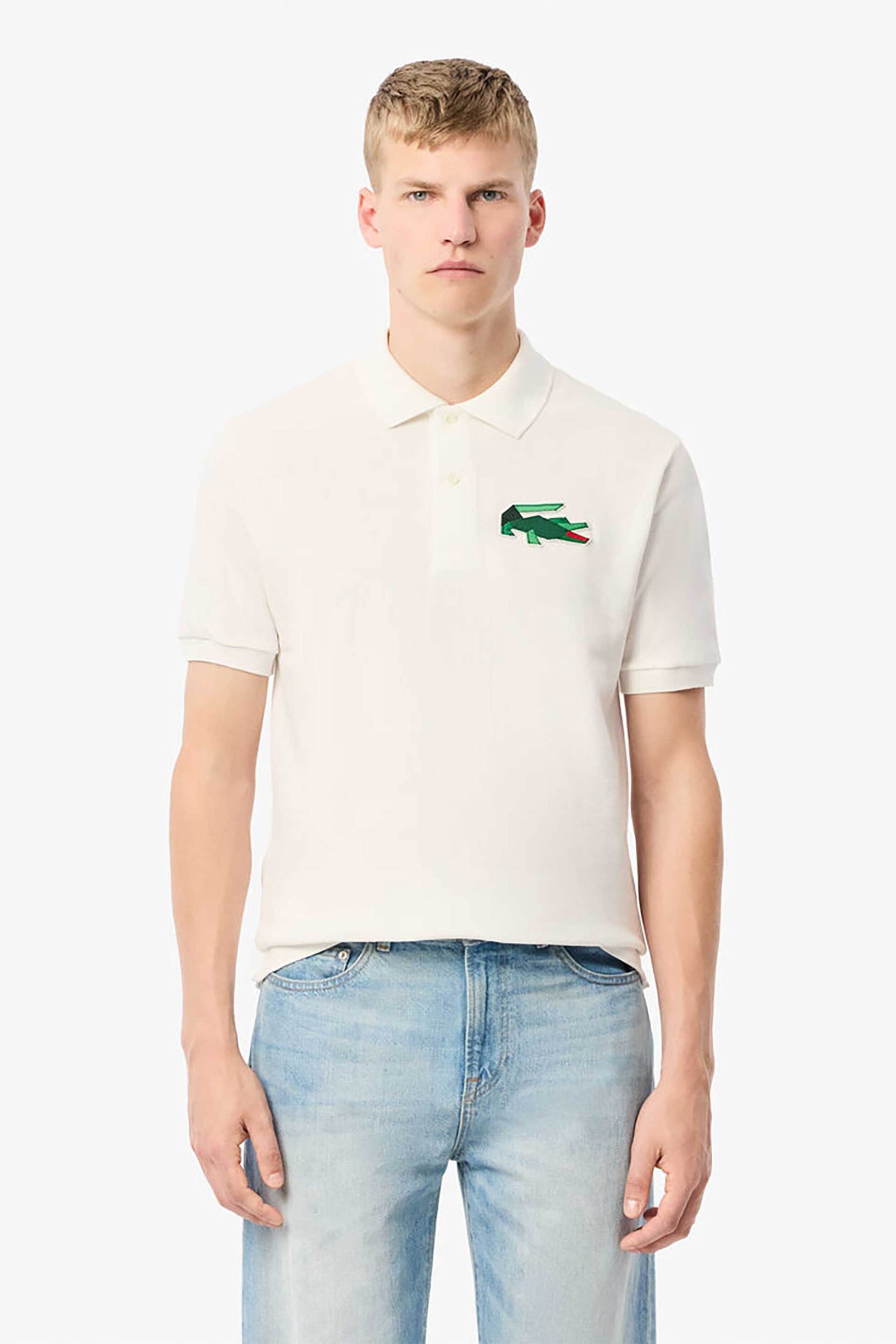 Lacoste ανδρική πόλο μπλούζα πικέ με κεντημένο λογότυπο Classic Fit - PH3600-00 Λευκό