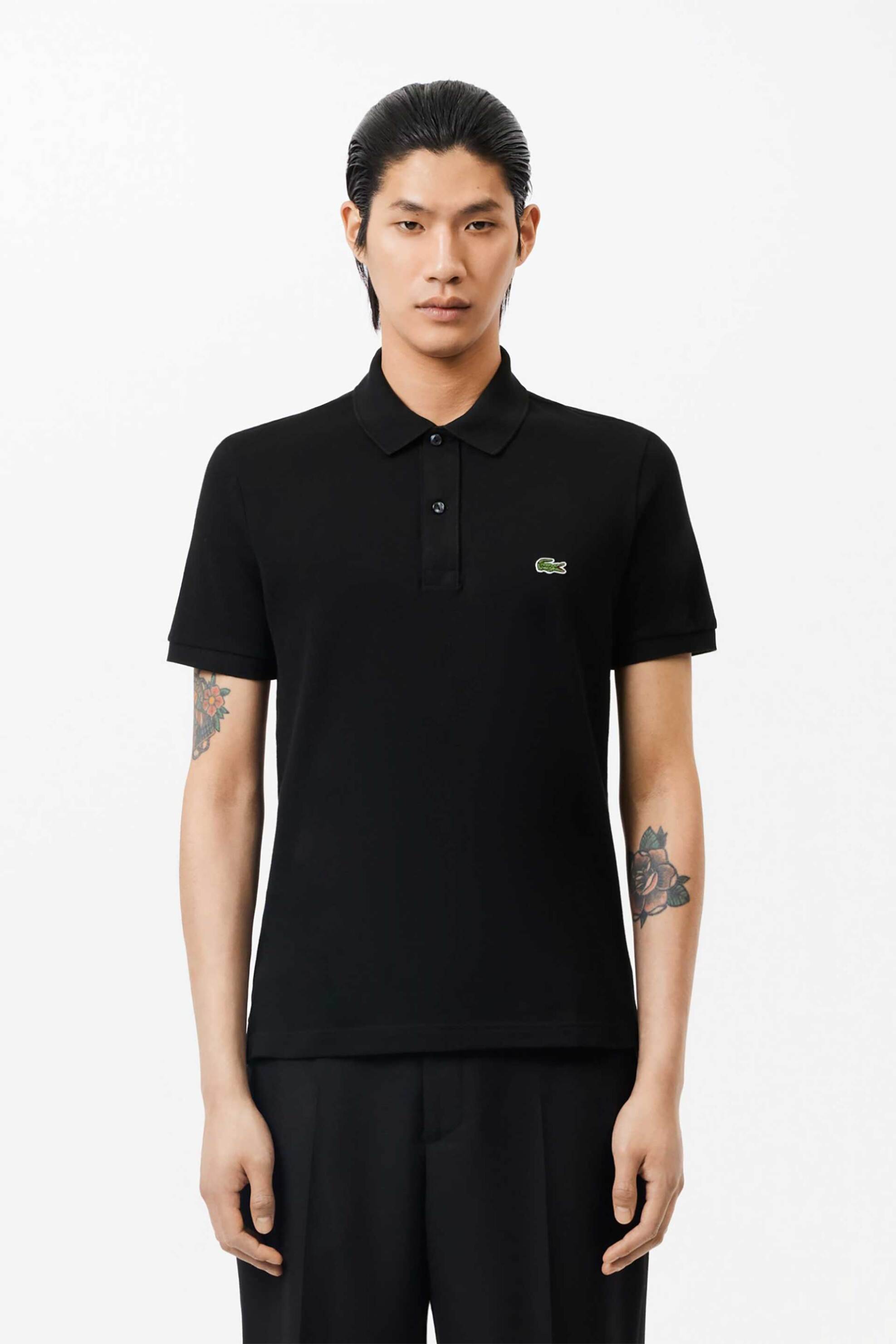 Lacoste ανδρική μπλούζα πόλο πικέ κοντομάνικη με κεντημένο λογότυπο Slim Fit - PH4012 Μαύρο