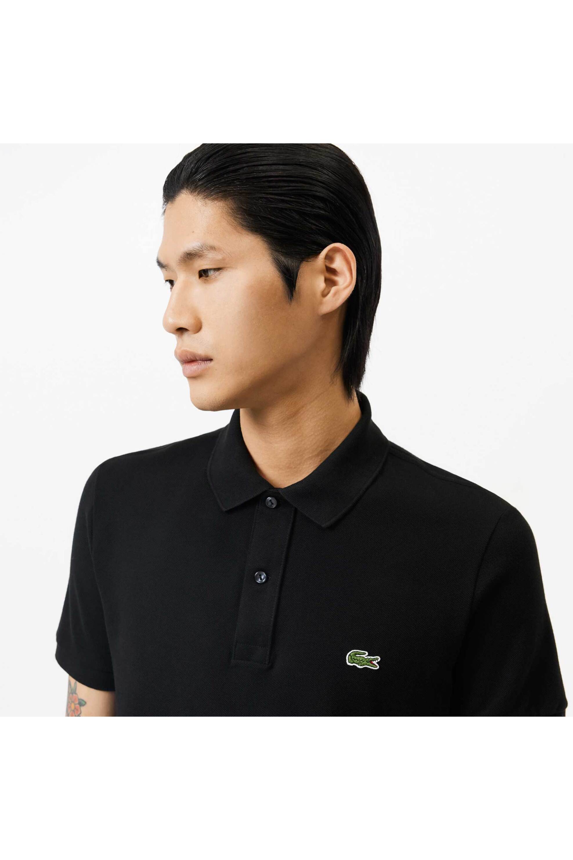 Lacoste ανδρική μπλούζα πόλο πικέ κοντομάνικη με κεντημένο λογότυπο Slim Fit - PH4012 Μαύρο φωτογραφία