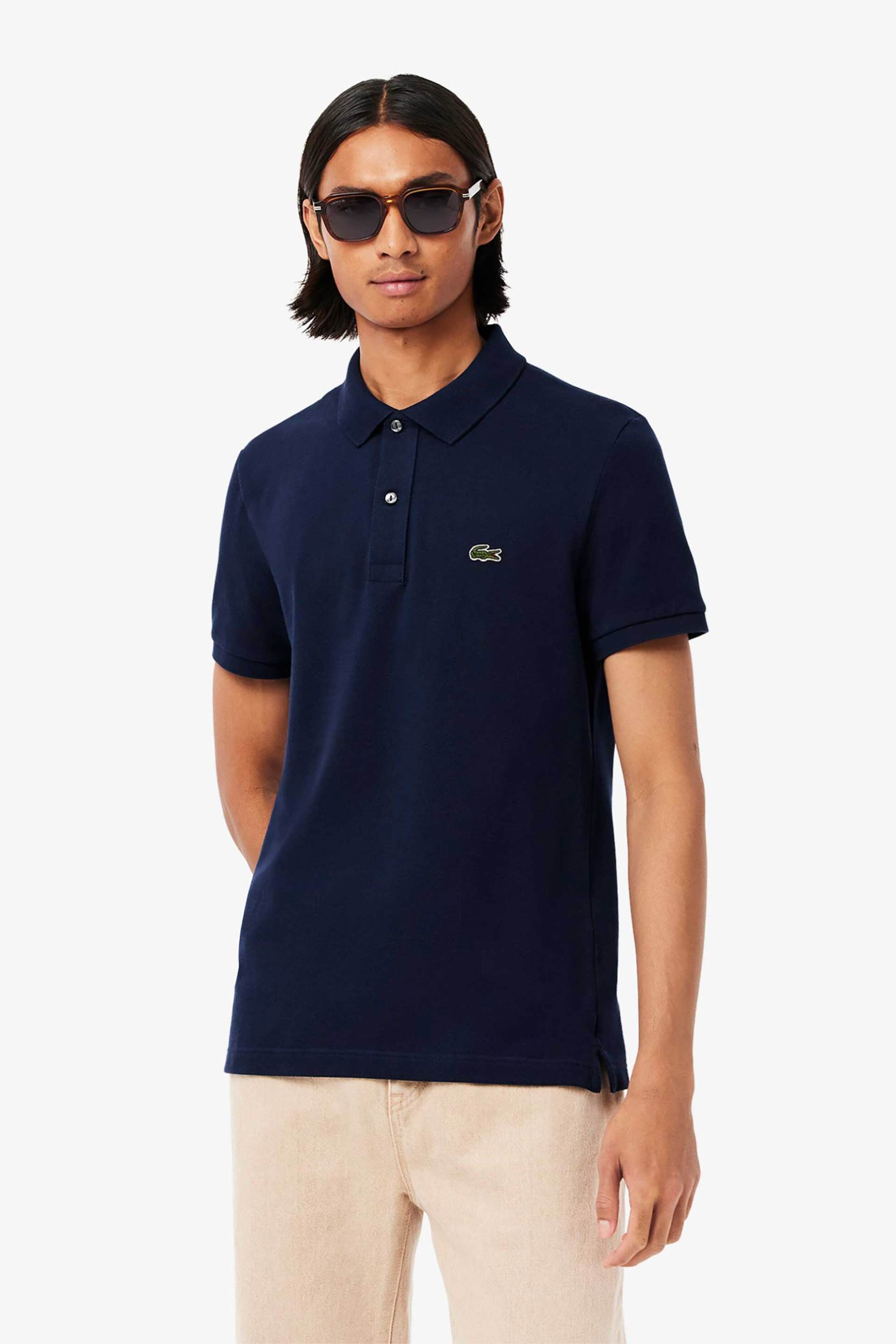 LACOSTE Lacoste ανδρική μπλούζα πόλο πικέ κοντομάνικη με κεντημένο λογότυπο Slim Fit - PH4012 Μπλε Σκούρο